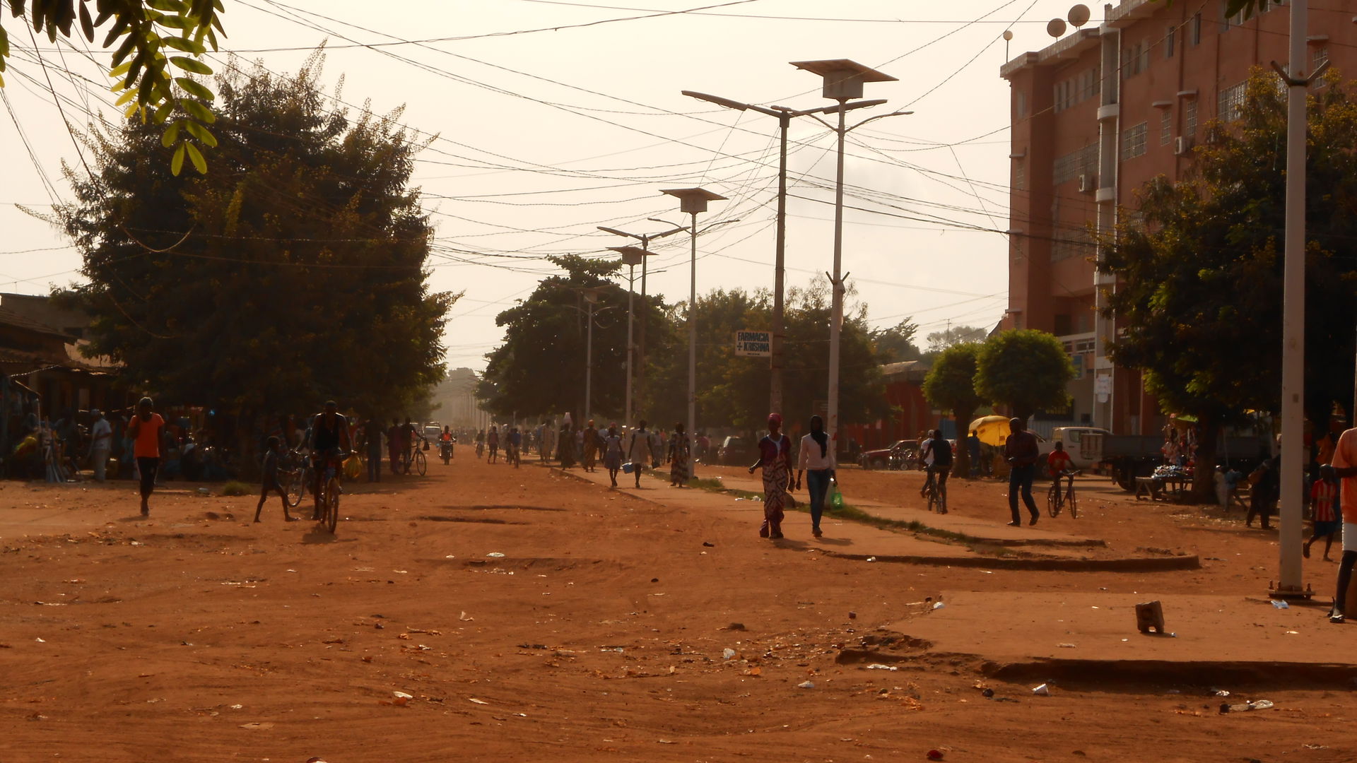The main avenue in the town centre of Canchungo.
