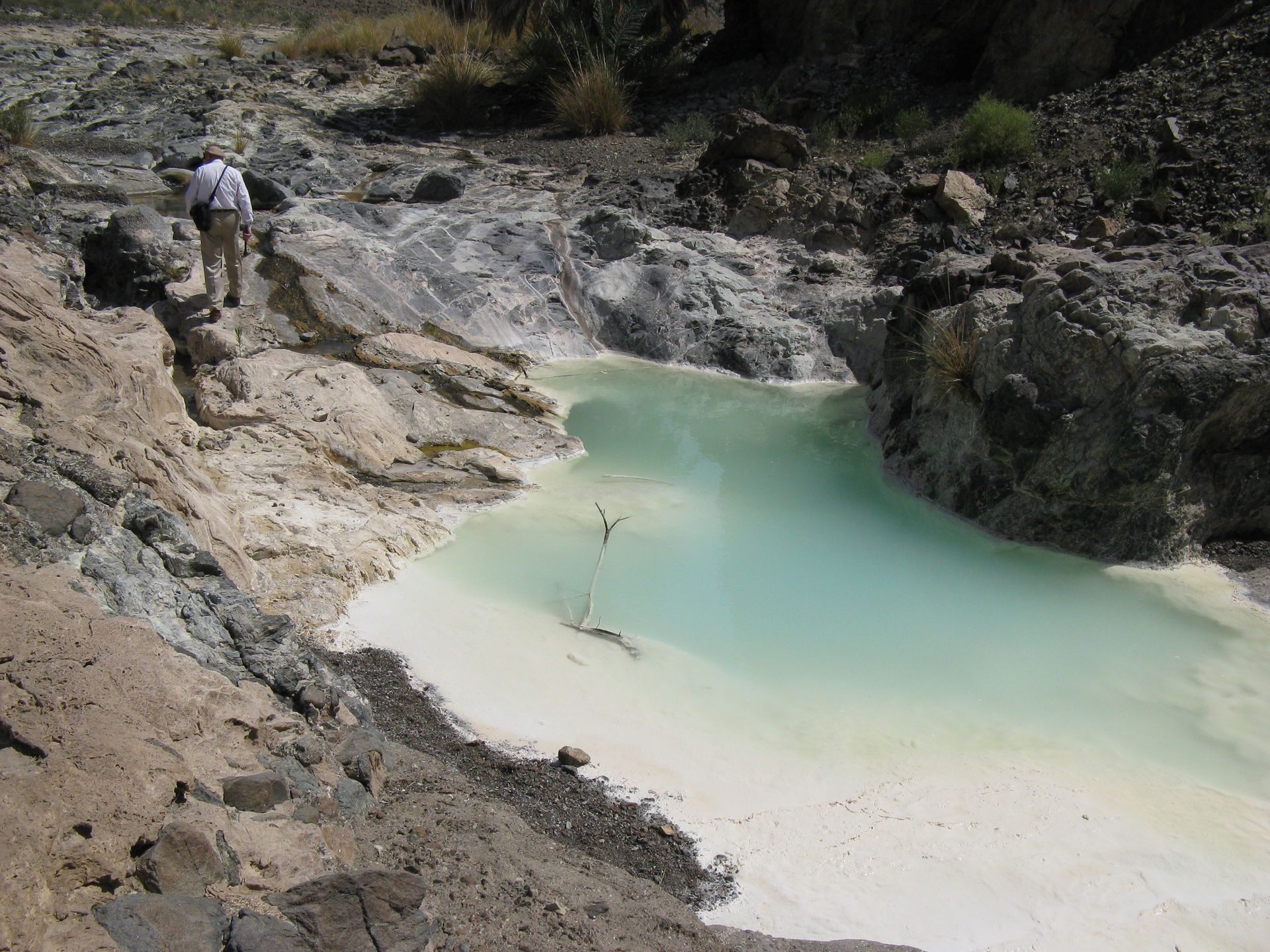 Wadi with alkaline water west of Muscat, Oman