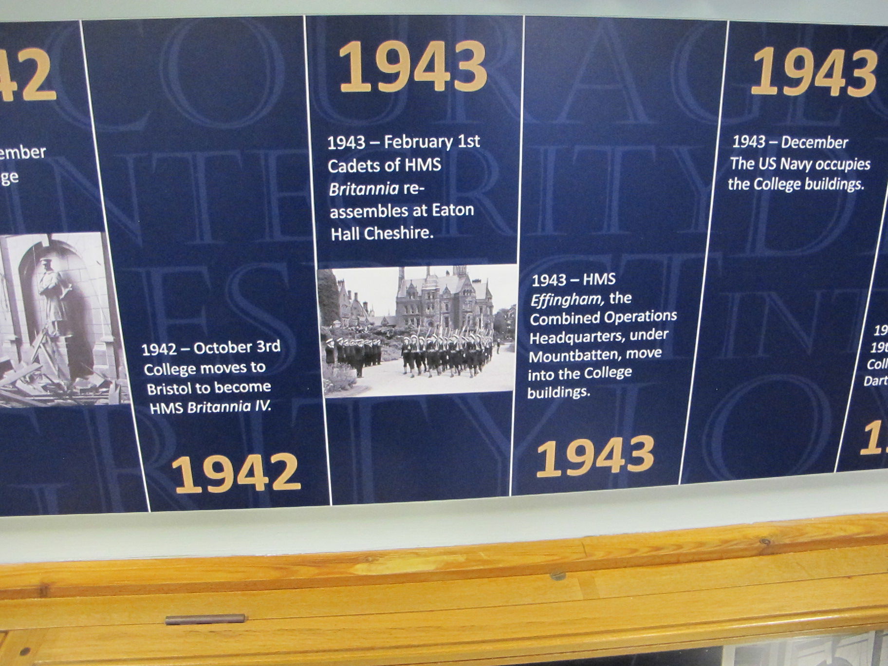 1942/3 timeline, museum of Britannia Royal Naval College