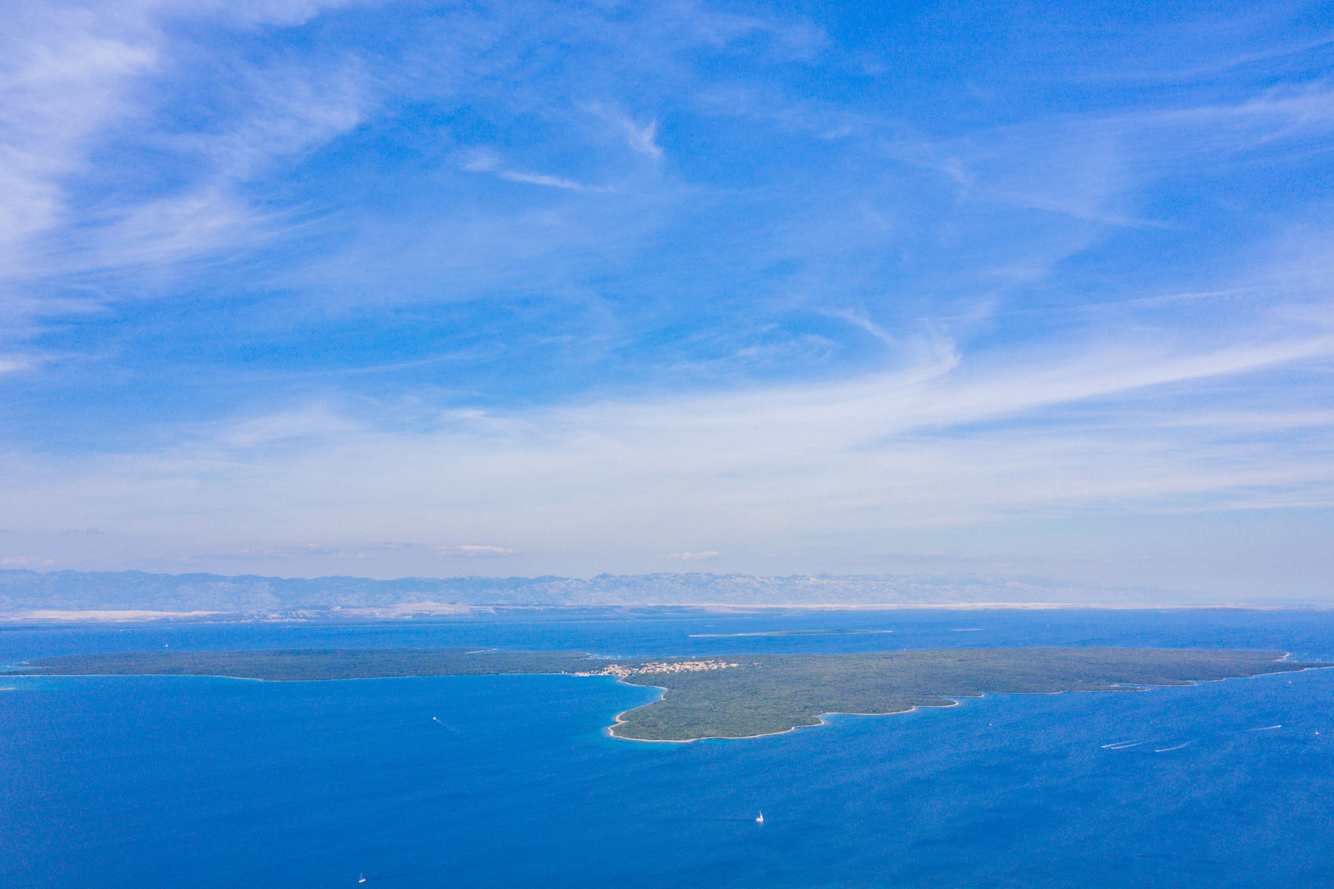 Panoramic view of Olib island in the Adriatic Sea, Croatia