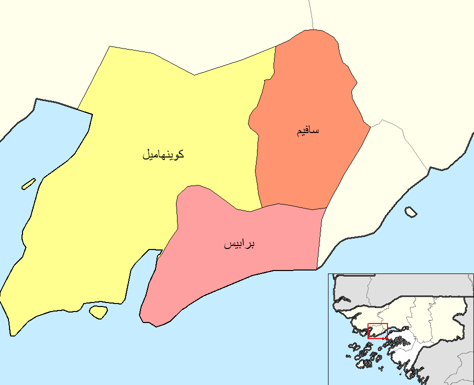 Map of the sectors of Biombo region in Guinea-Bissau.