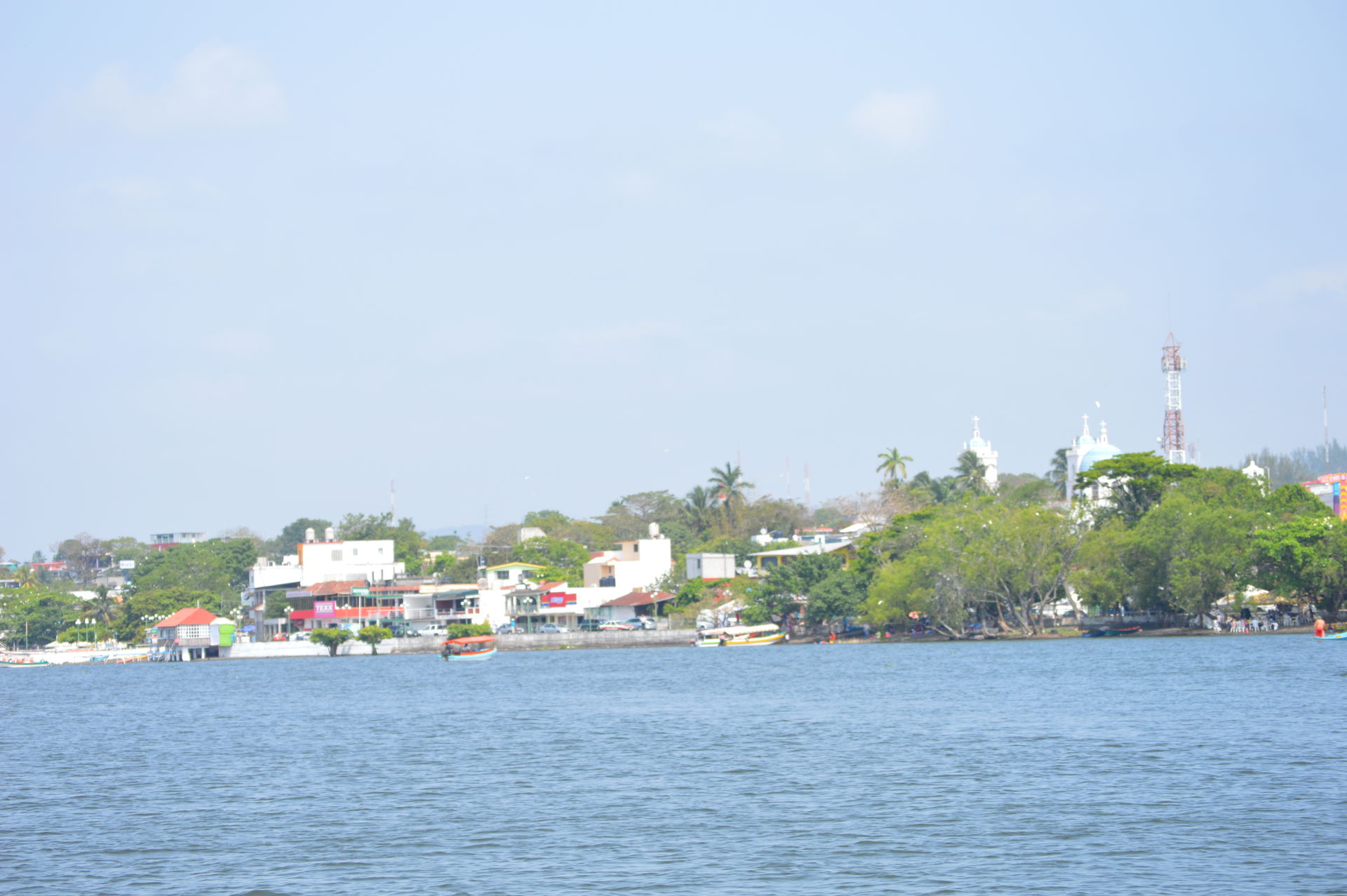 View of Catemaco from Lake Catemaco, Veracruz, Mexico