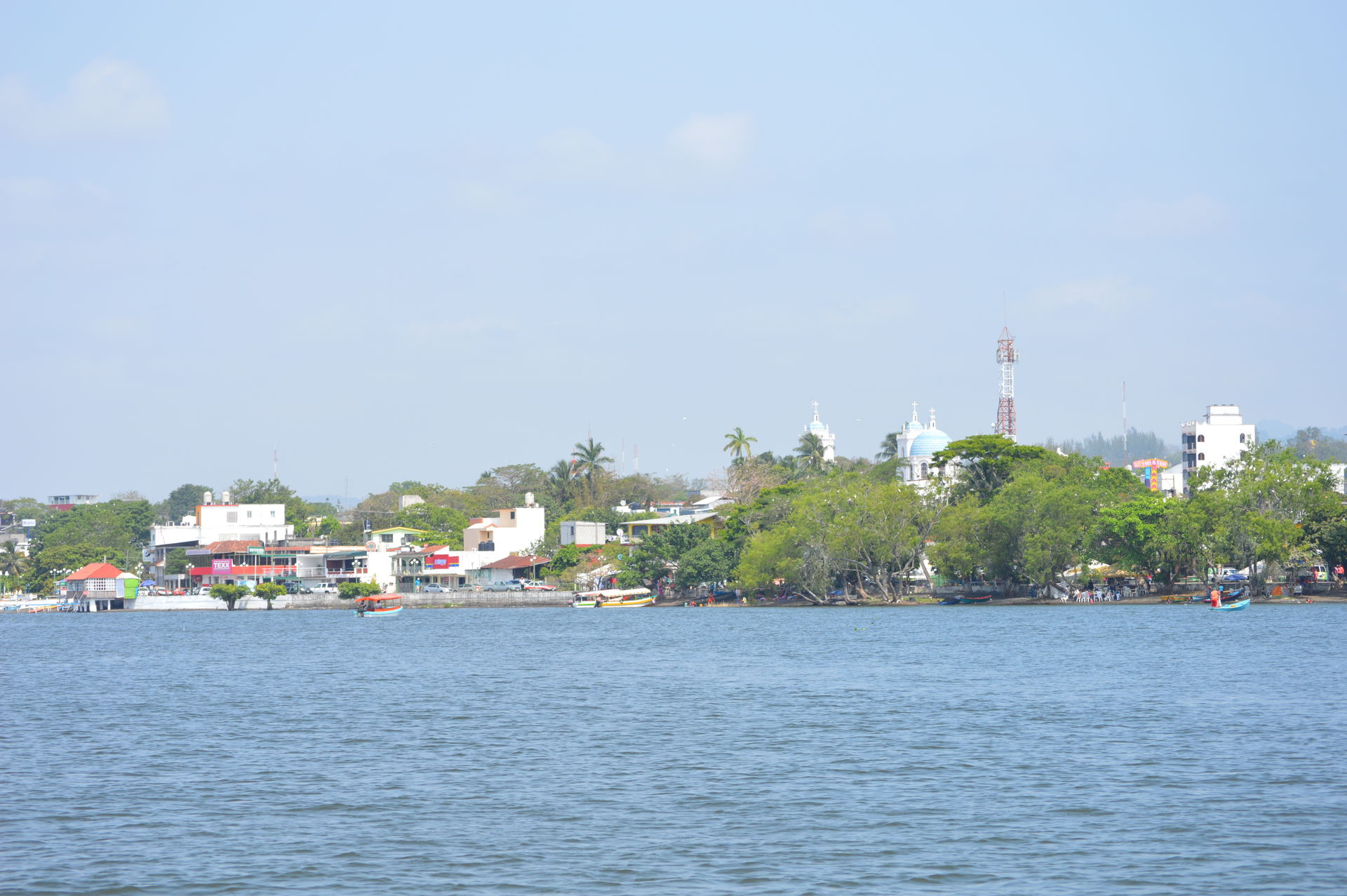 View of Catemaco from Lake Catemaco, Veracruz, Mexico