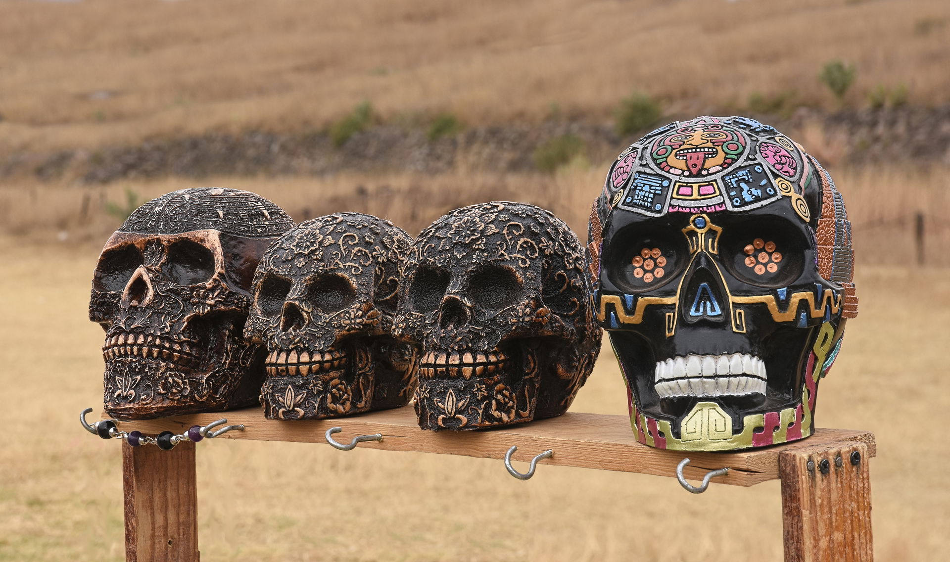 Ceramic skulls, Teotihuacan, Mexico, Image produce by combining…