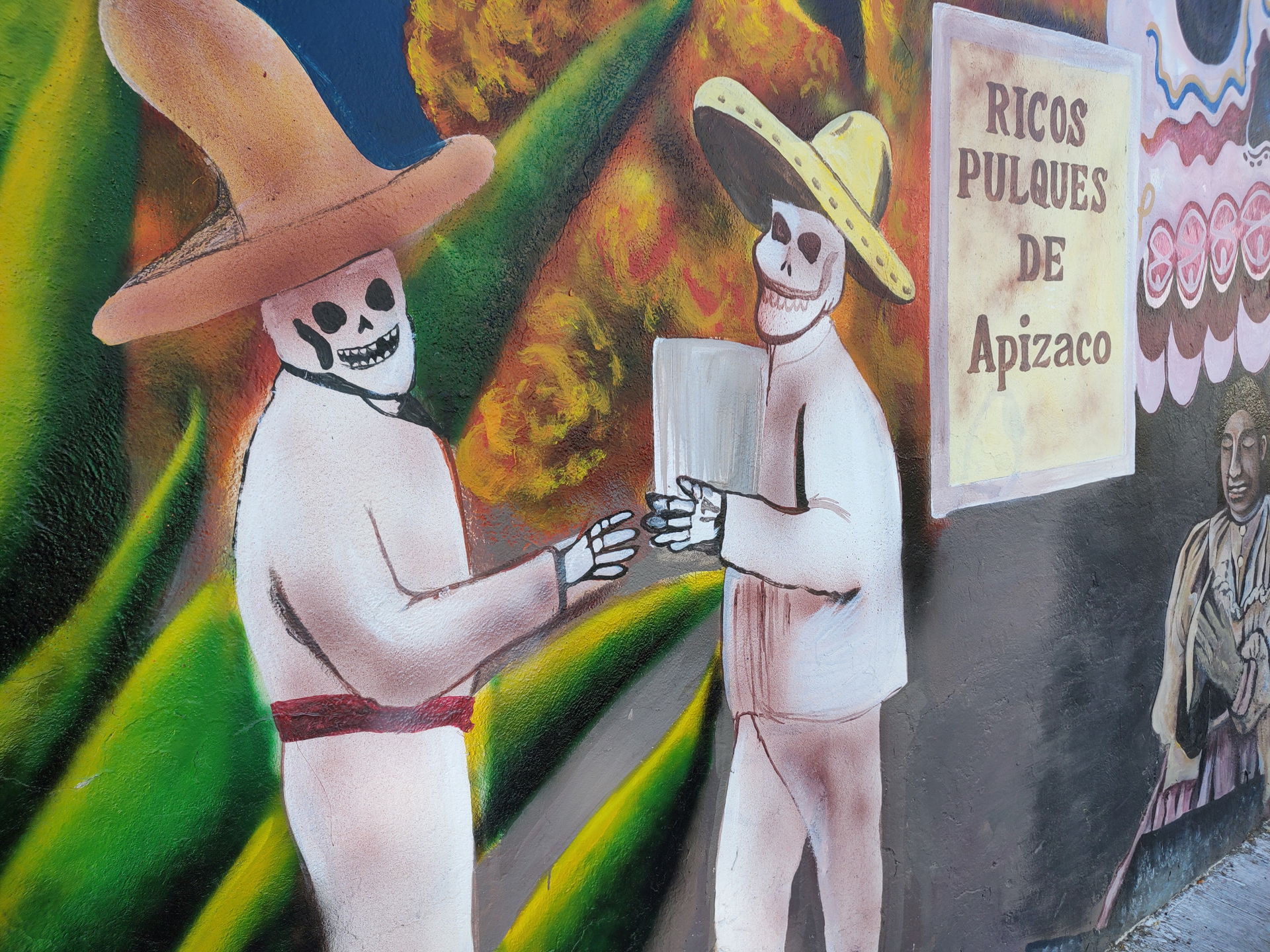 Ricos pulques de Apizaco, mural en Panteón de Apizaco, Tlaxcala
