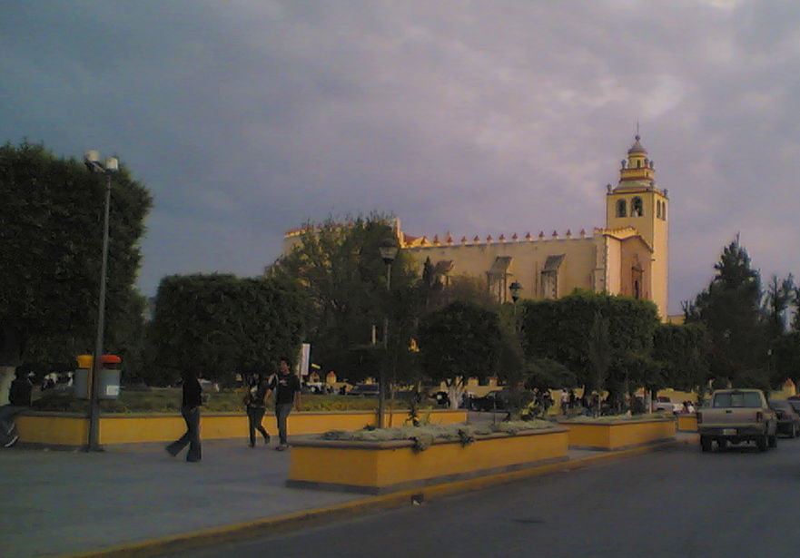 View of the Ixmiquilpan, Hidalgo central square and cathedral, …