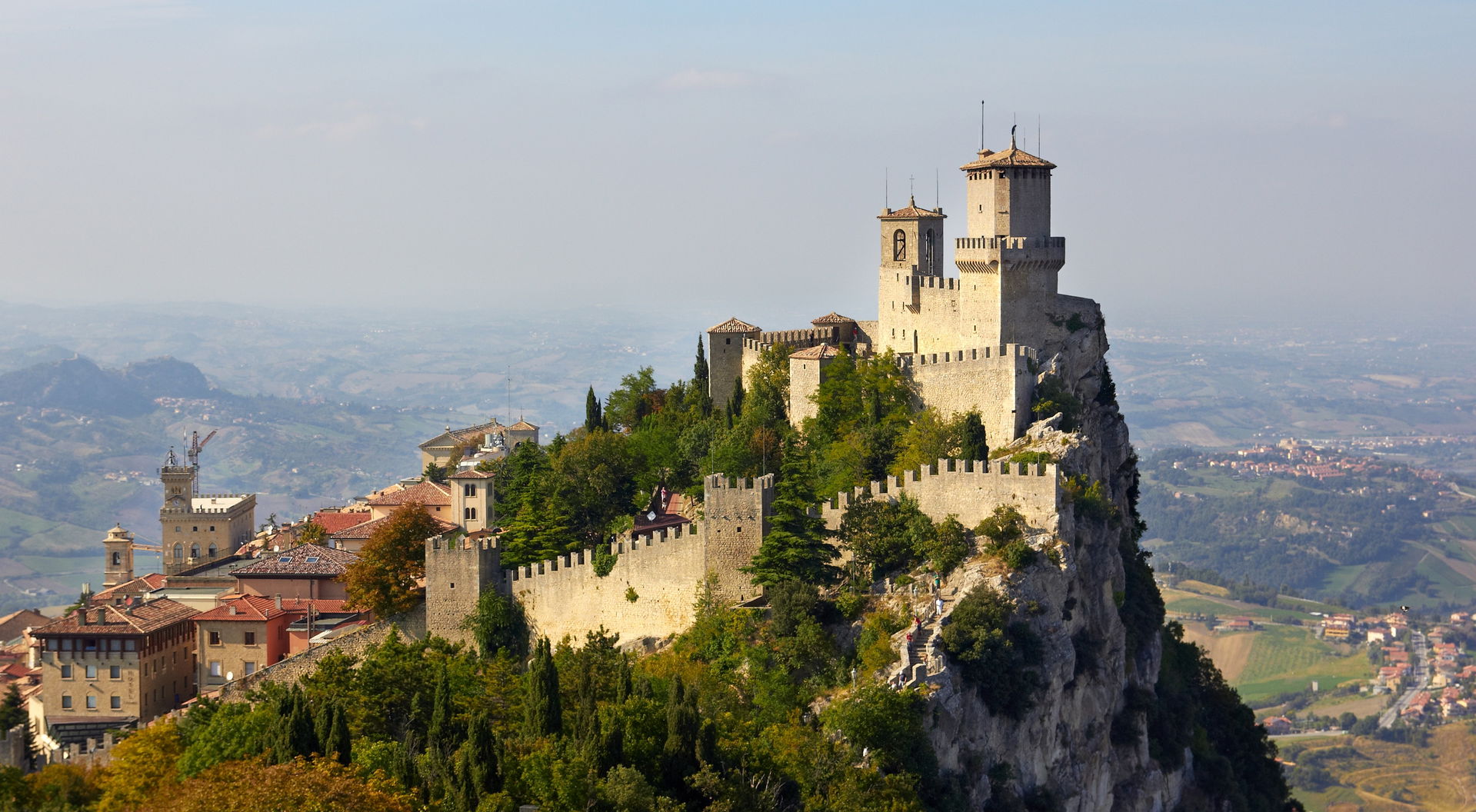 The fortress of Città di San Marino, viewed from the side of To…