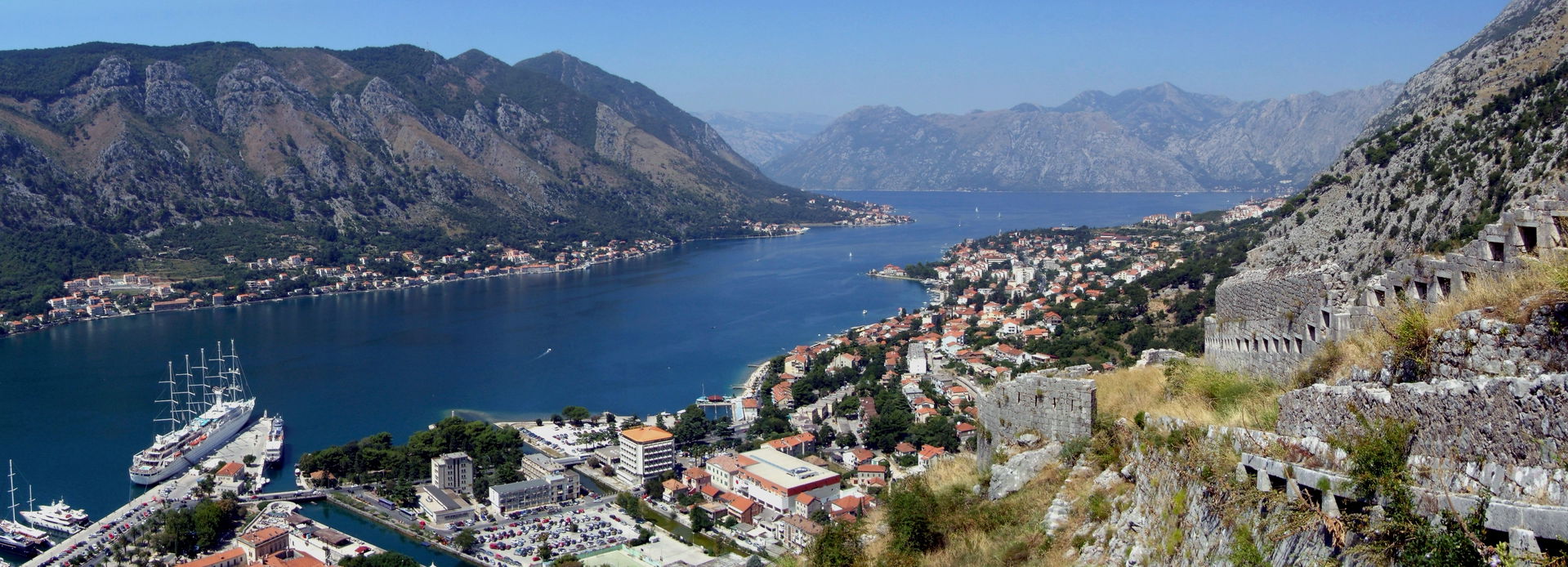 Kotor and Boka kotorska - panorama from city wall