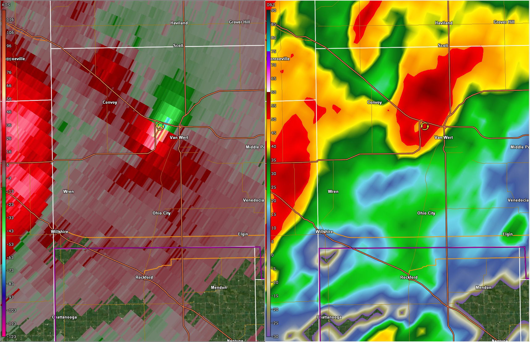 Van Wert OH F4 radar imagery