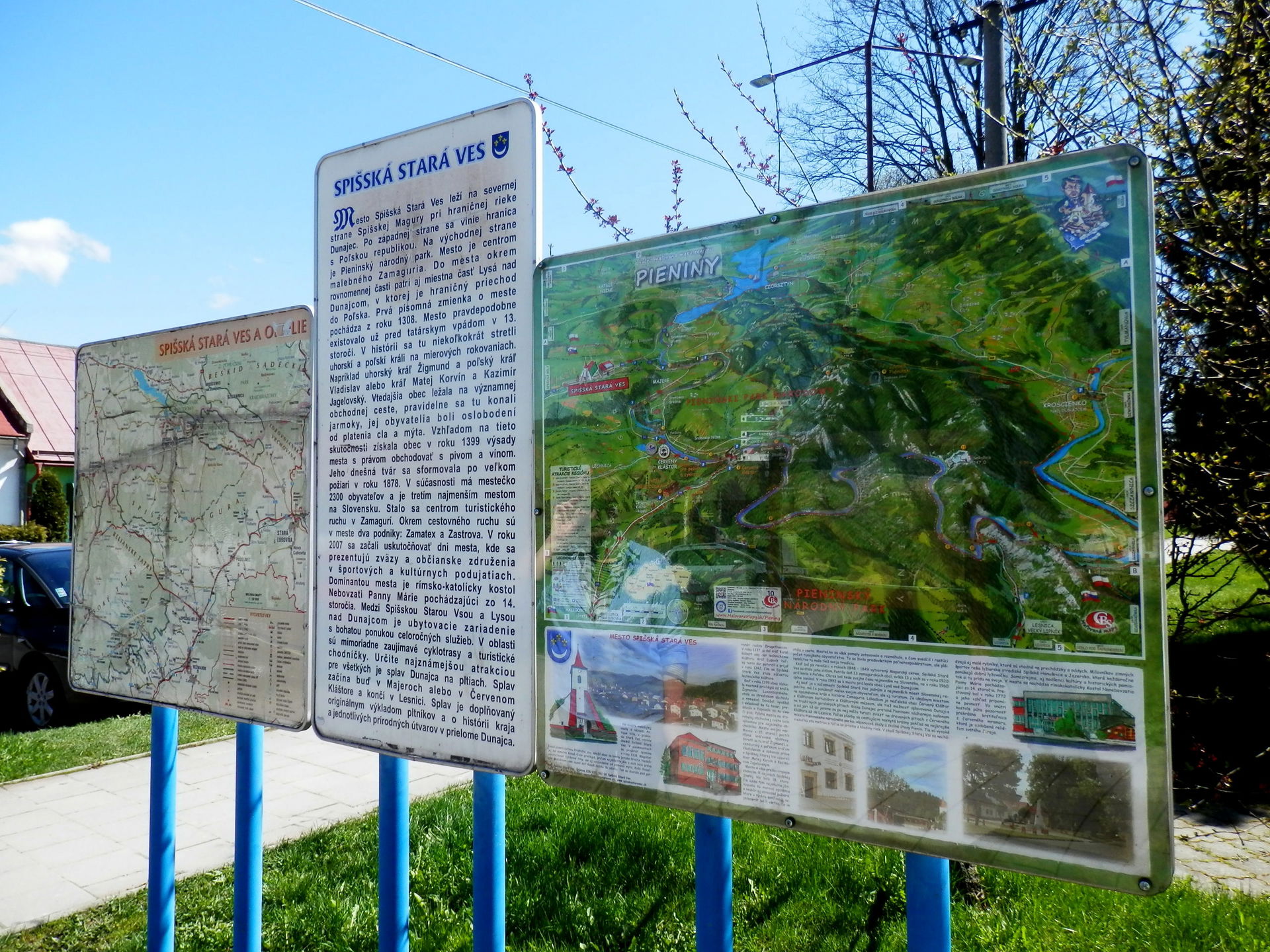 Informačná tabuľa. Historické centrum. Mesto Spišská Stará Ves,…
