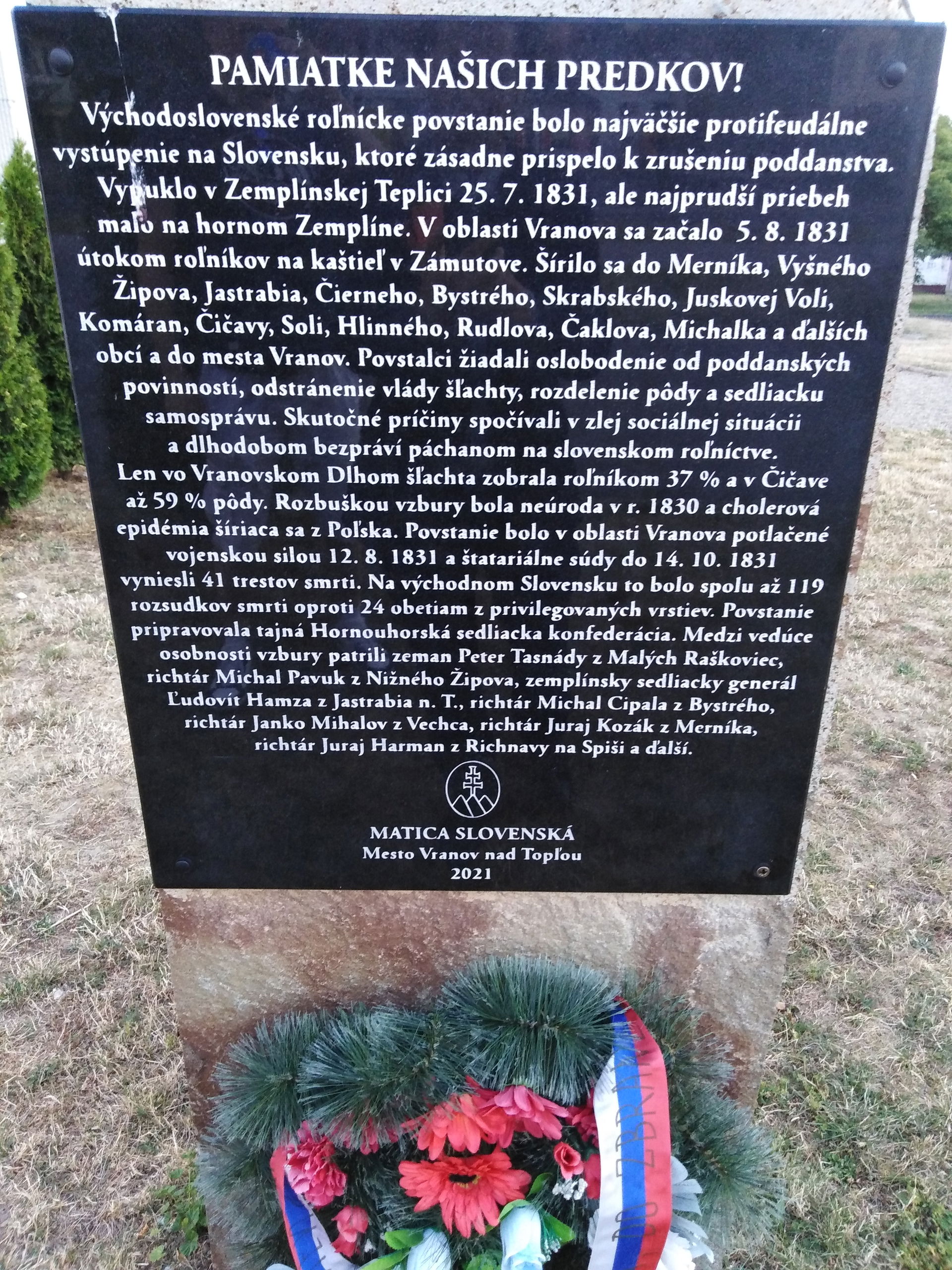 Monument to the East Slovak peasant revolt of 1831, Vranov nad …