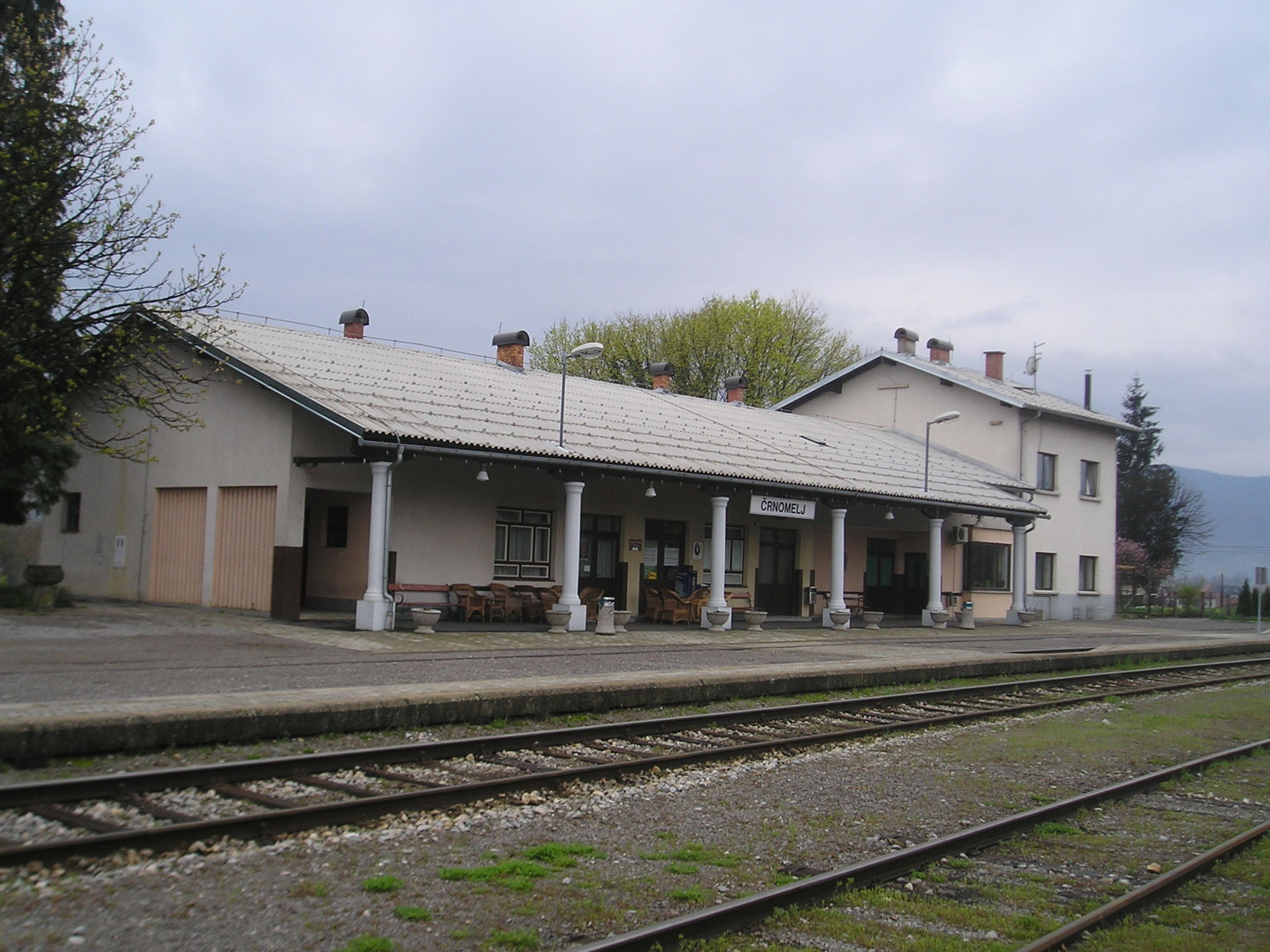 Train station in Črnomelj, Slovenia - view from tracks