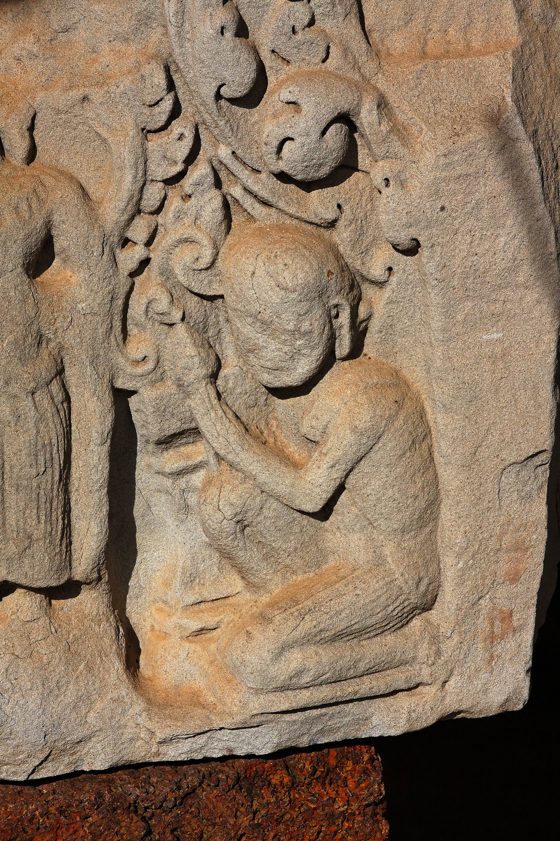 Phimai National Museum, Phimai, Thailand. Detail of a khmer lin…