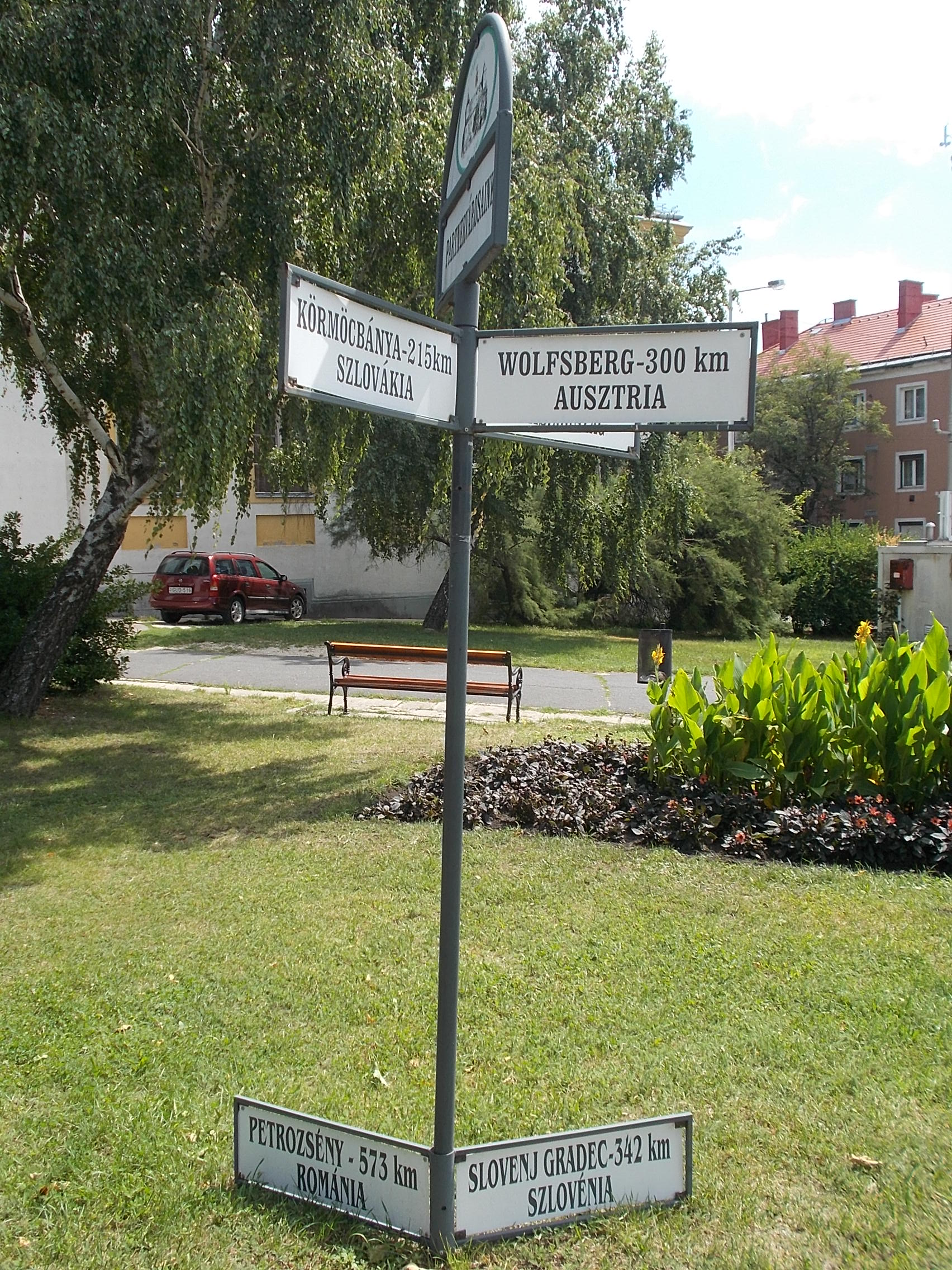 : Fingerpost. Twin cities Wolfsberg, Kremnica, Slovenj Gradec, …