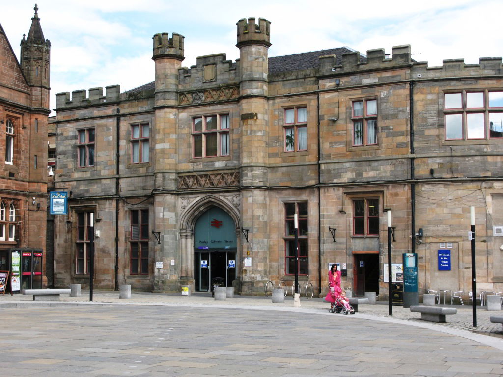The main entrance to Paisely Gilmour Street station, which face…