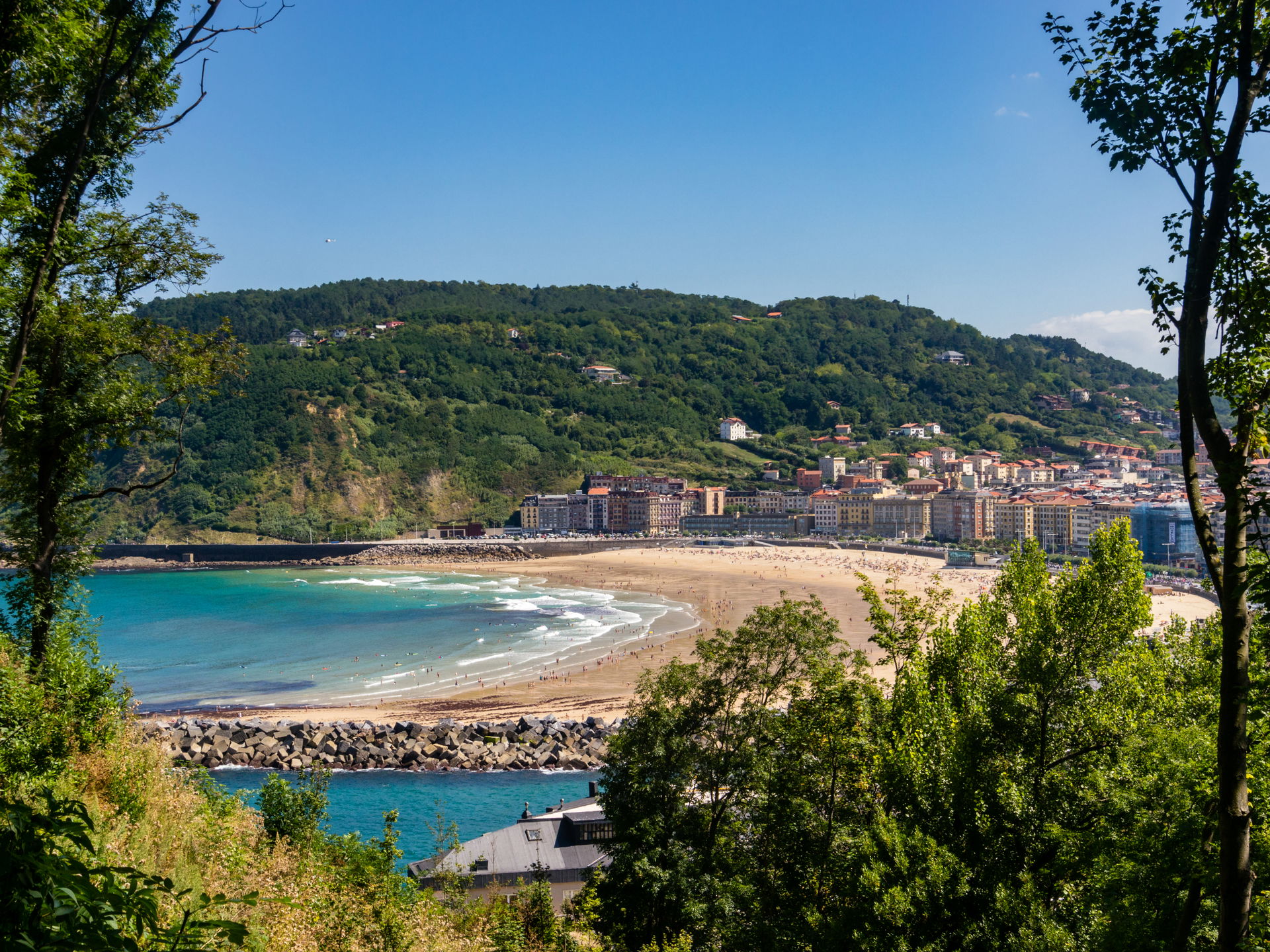 View of Zurriola Beach in Donostian San Sebastian