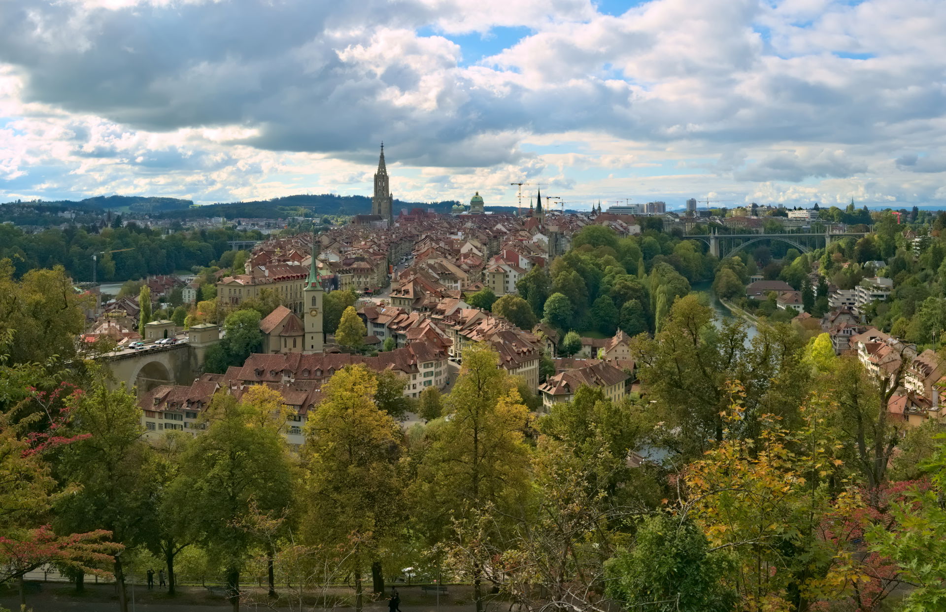 Cityscape of the old town of Bern, Switzerland, seen from the p…