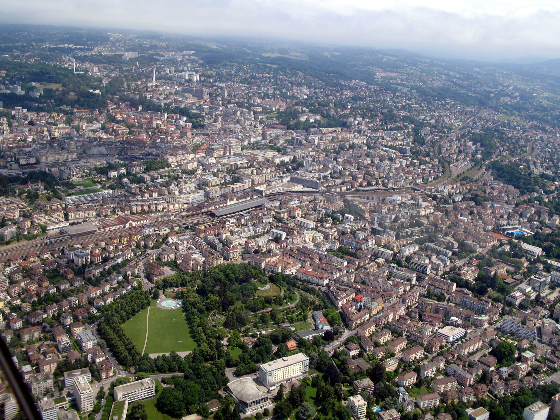 Aerial view of the city of Lausanne.