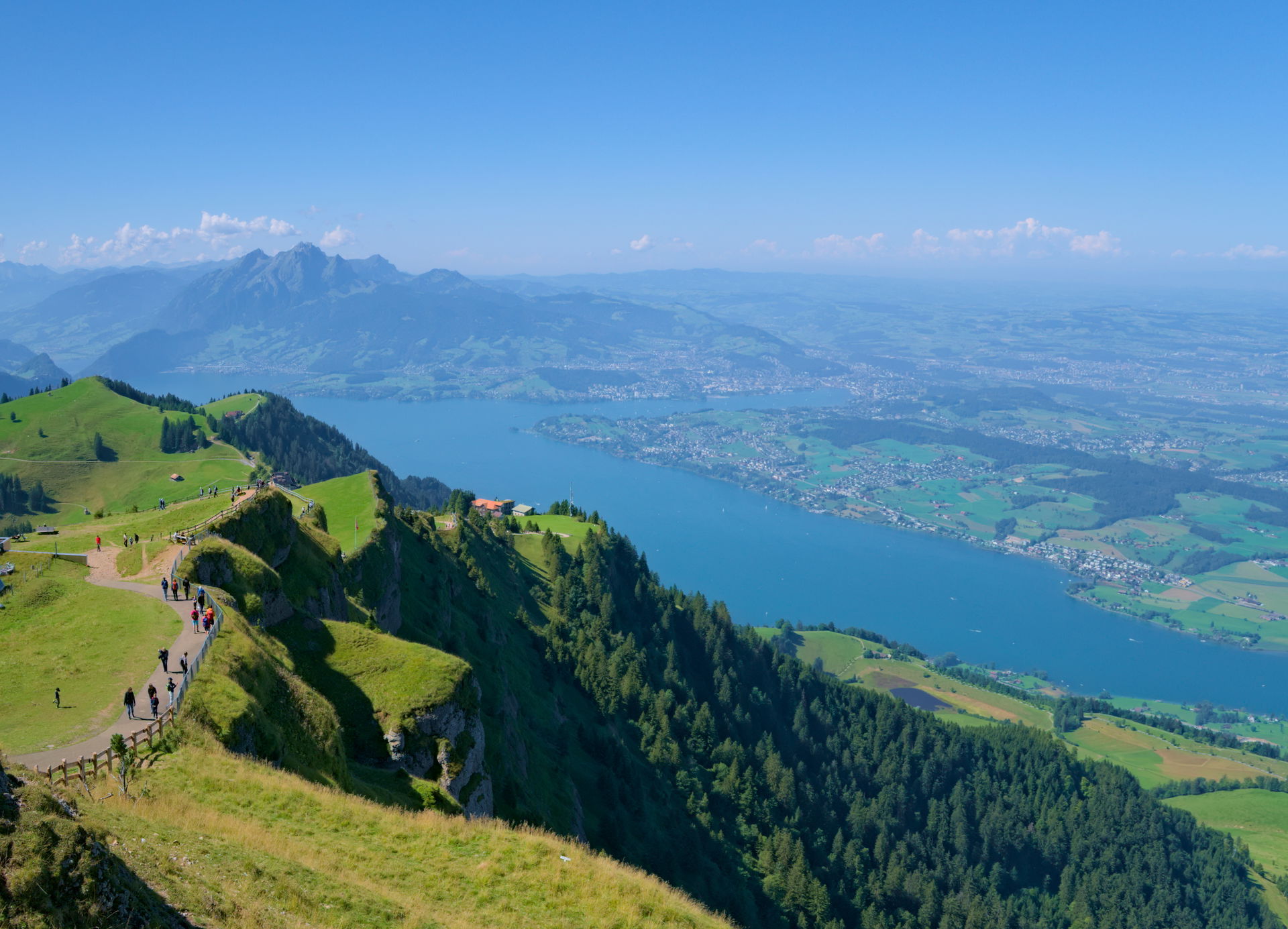 View from Rigi Kulm towards Lucerne and Pilatus, with Lake Luce…