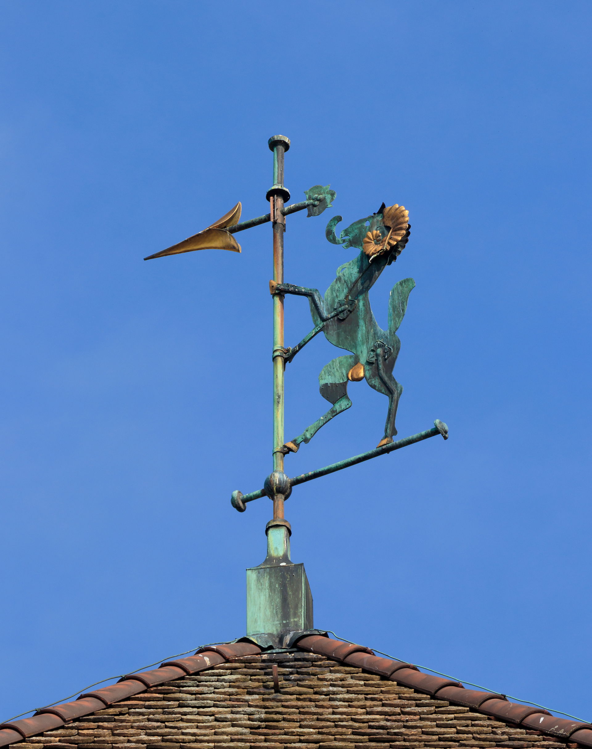 Top of the Schwabentor with the ram, the heraldic animal of the…