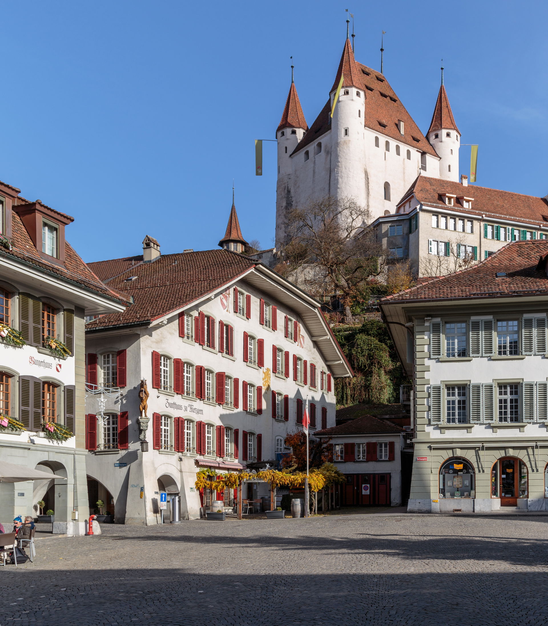 Town Hall Square, butchers' guild house and Thun Castle, Canton…