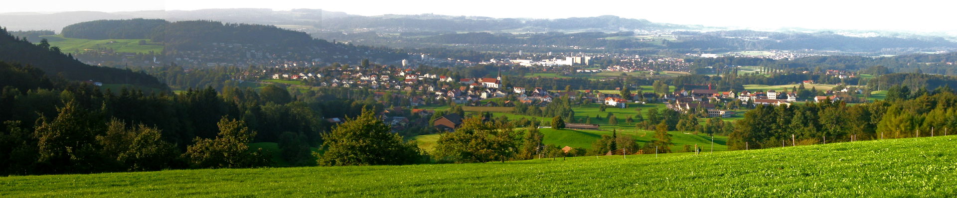 Panorama Uzwil-Oberuzwil. Im Vordergrund: Bichwil; hinten: link…