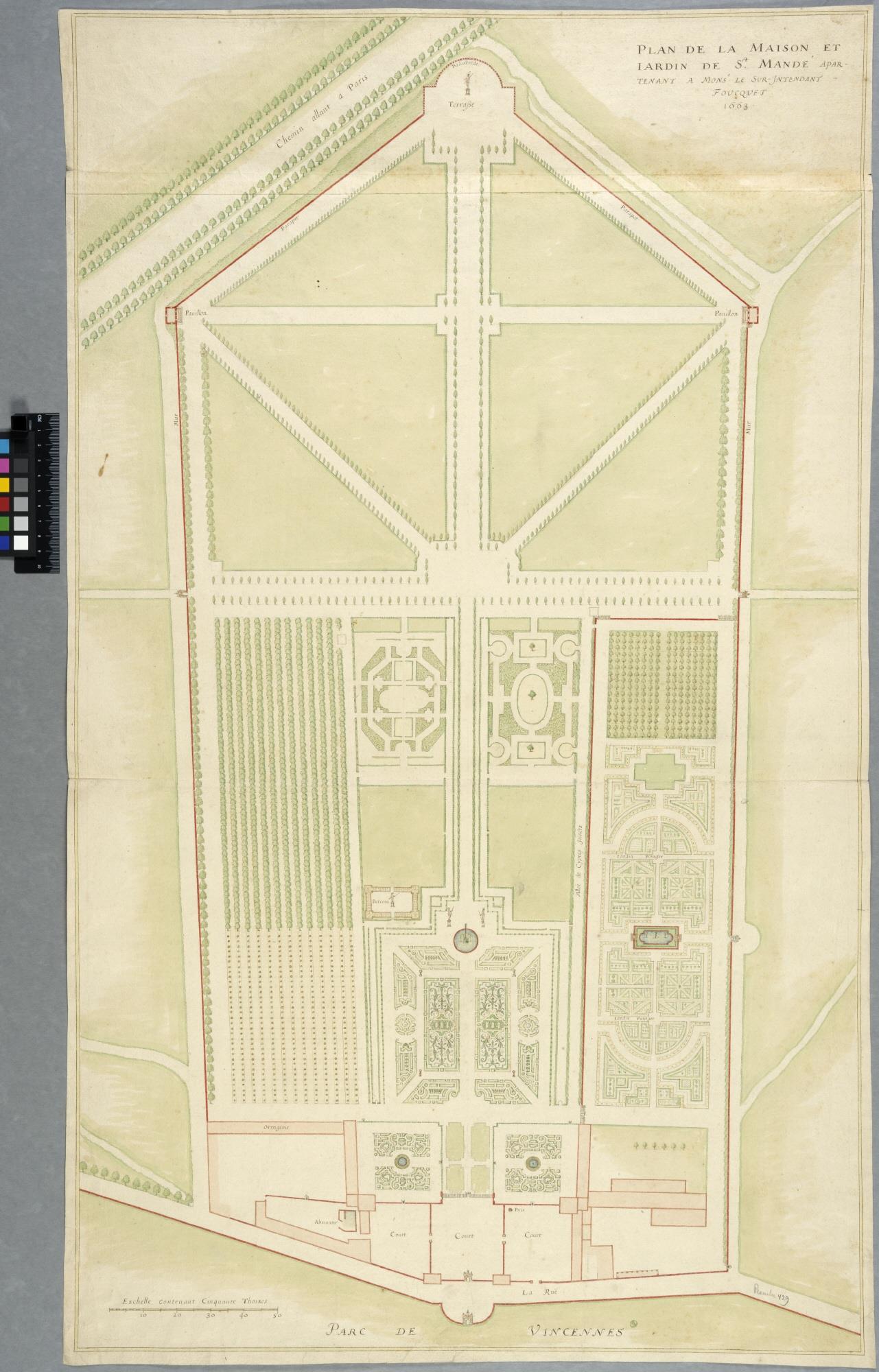 Plan de la propriété de Fouquet à Saint-Mandé, daté de 1663. Na…
