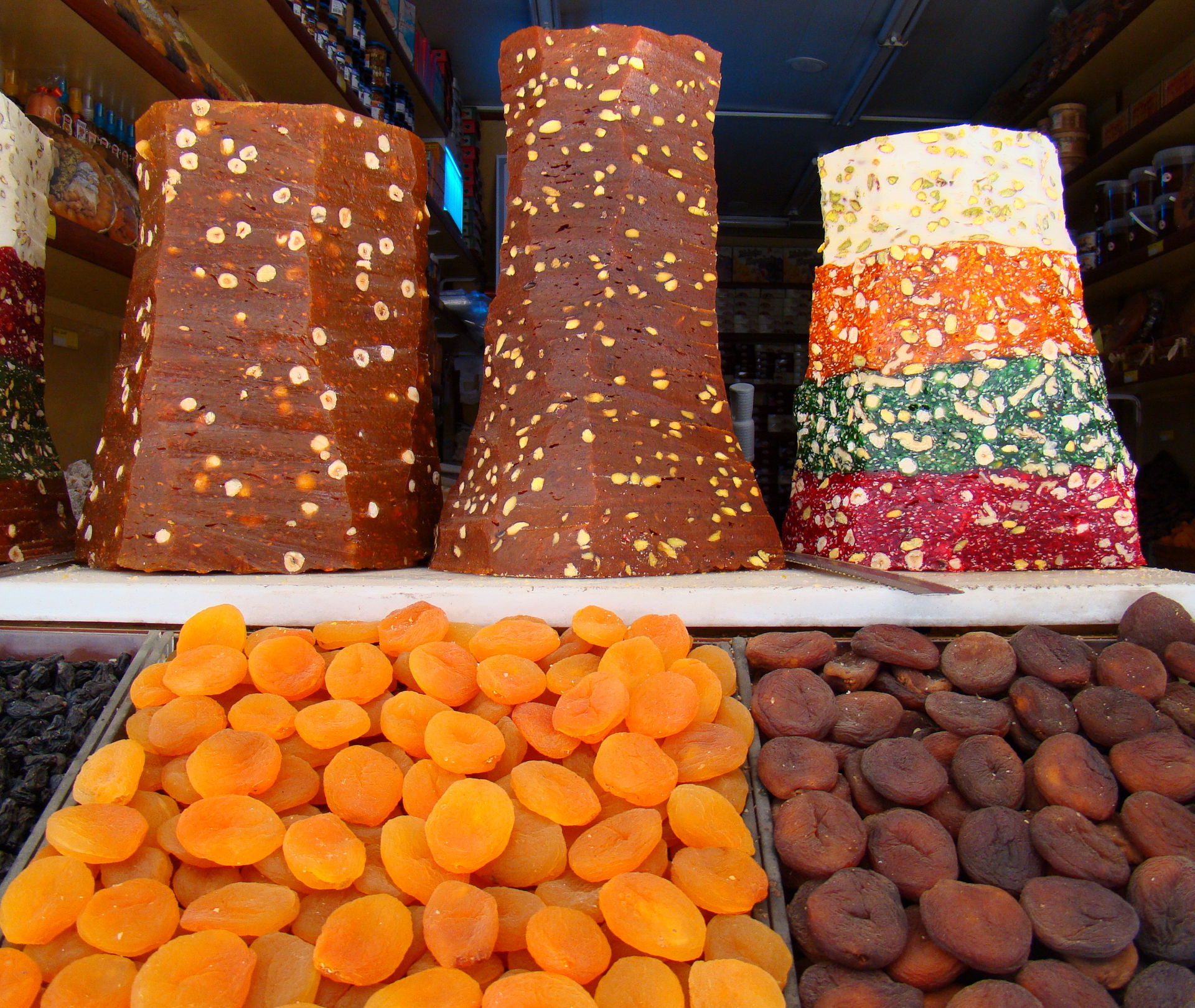 Apricots in different forms on sale in a shop in Malatya