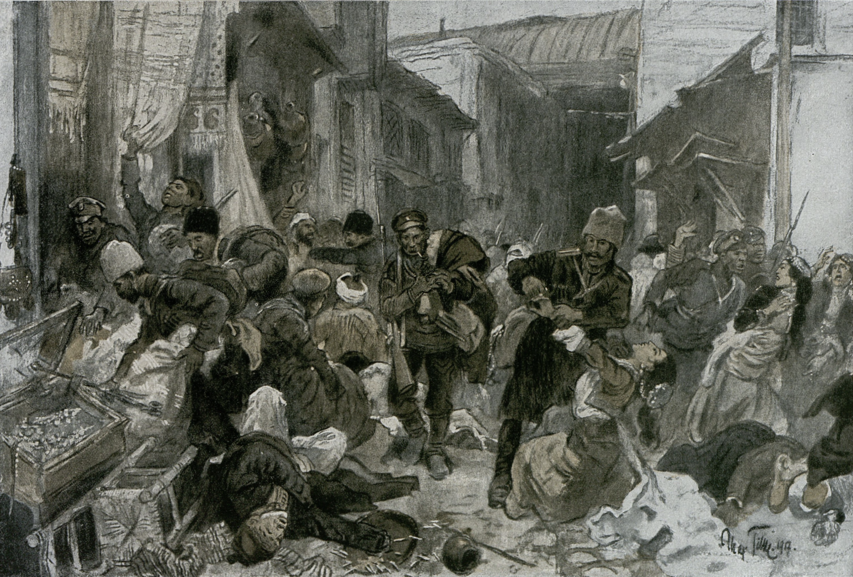 Plundering of the Turkish town of Ordu on the Black Sea by Coss…