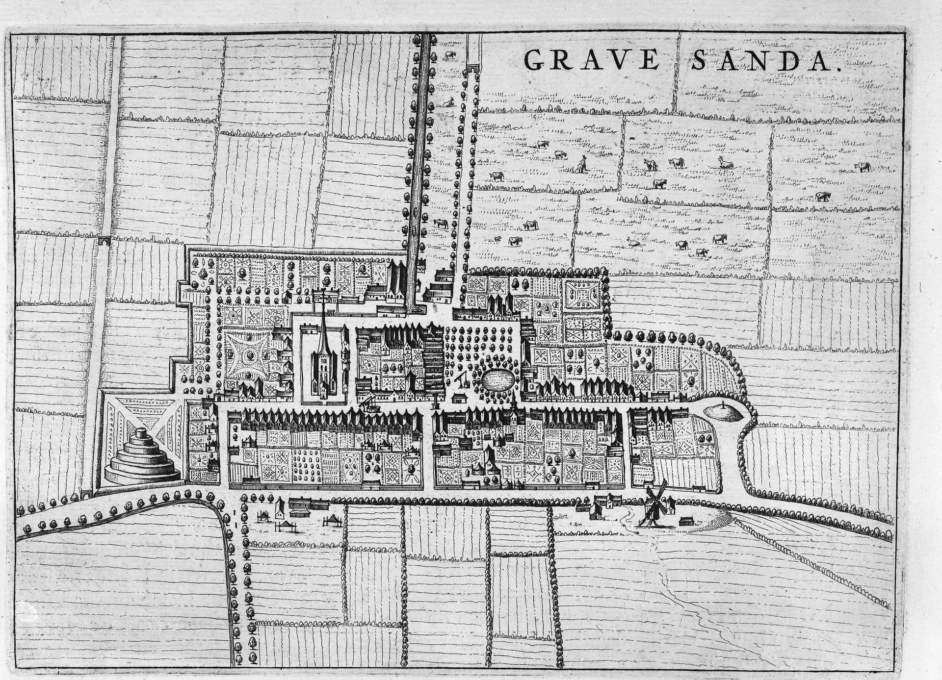 Pl.gronden en Overzichten: plattegrond van Blaeu, reproductie u…