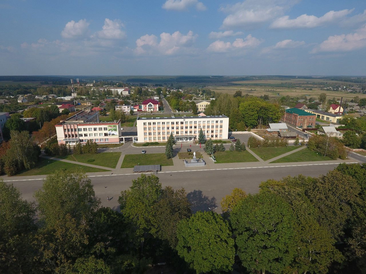 Центр города Чаусы с высоты птичьего полёта.