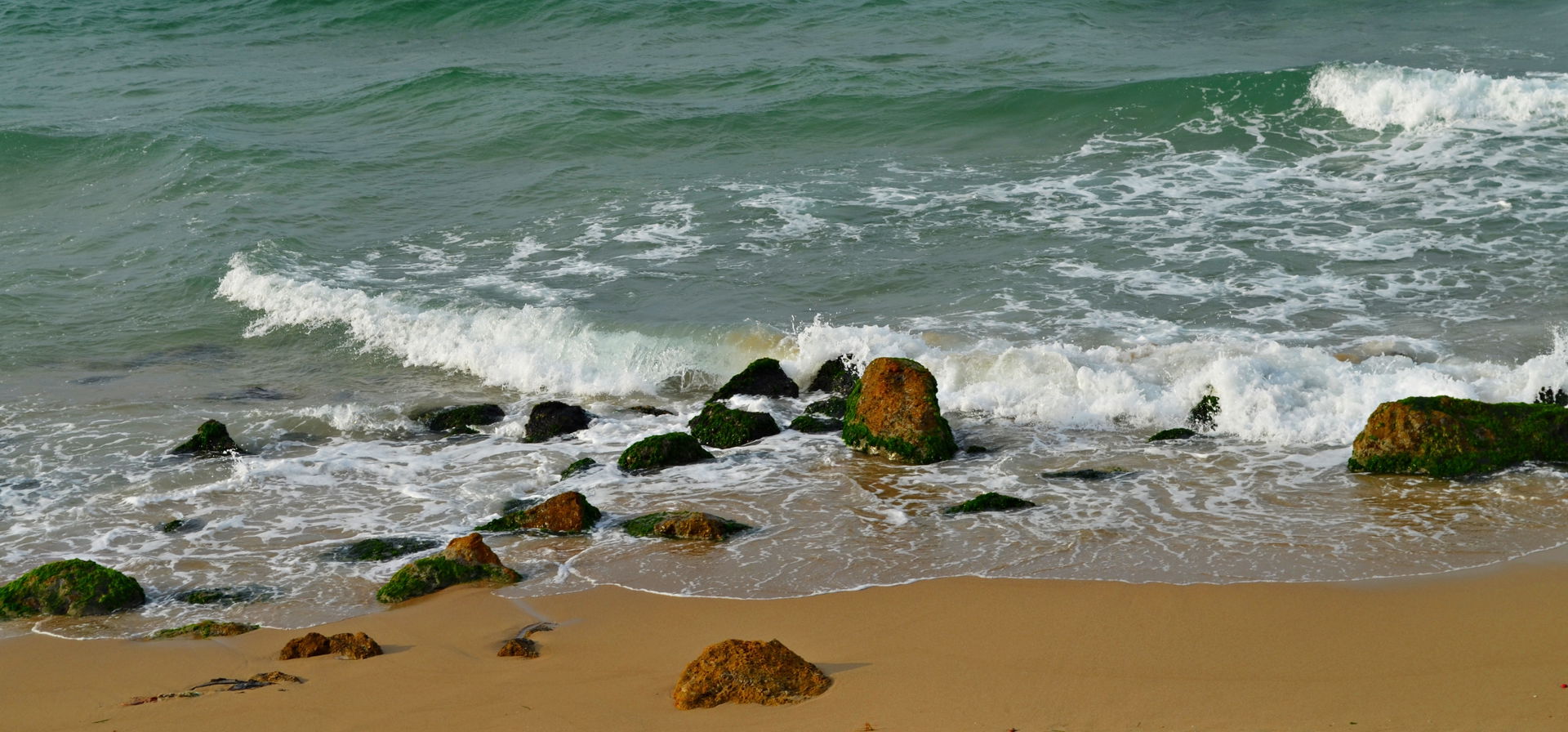 Mediterranean beach in Alexandria, Egypt