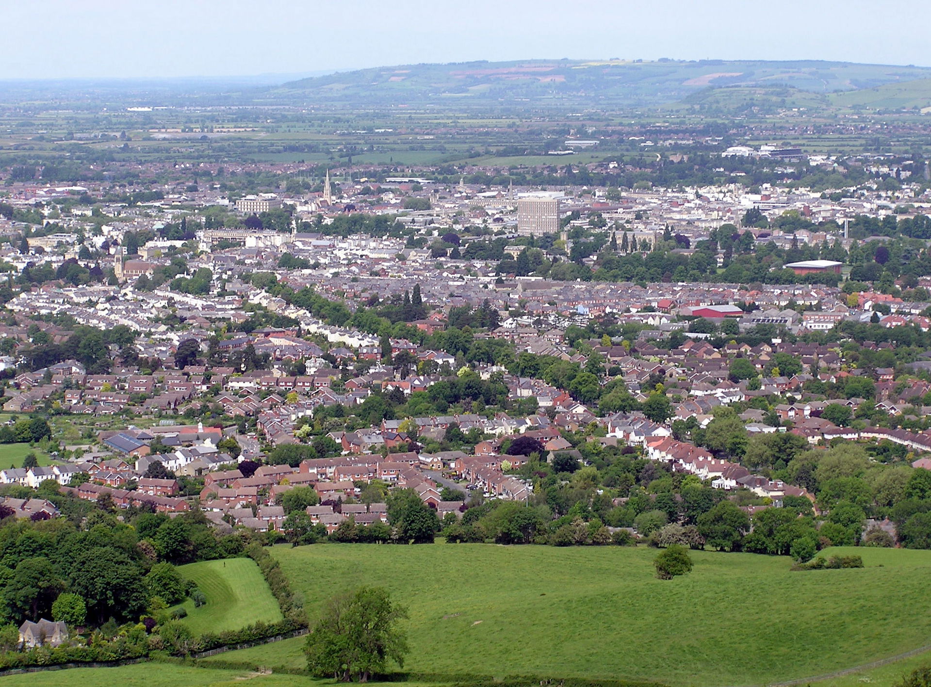 Cheltenham, Gloucestershire, England, looking north from Leckha…