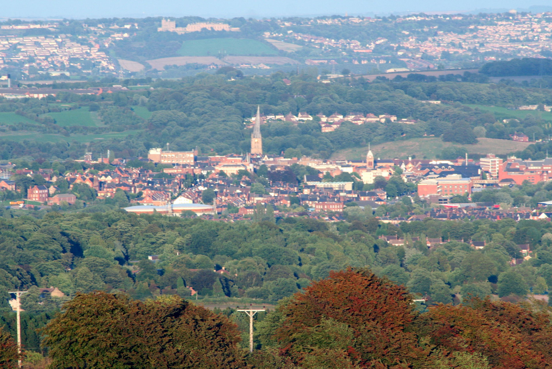A view of Chesterfield, Derbyshire, England
