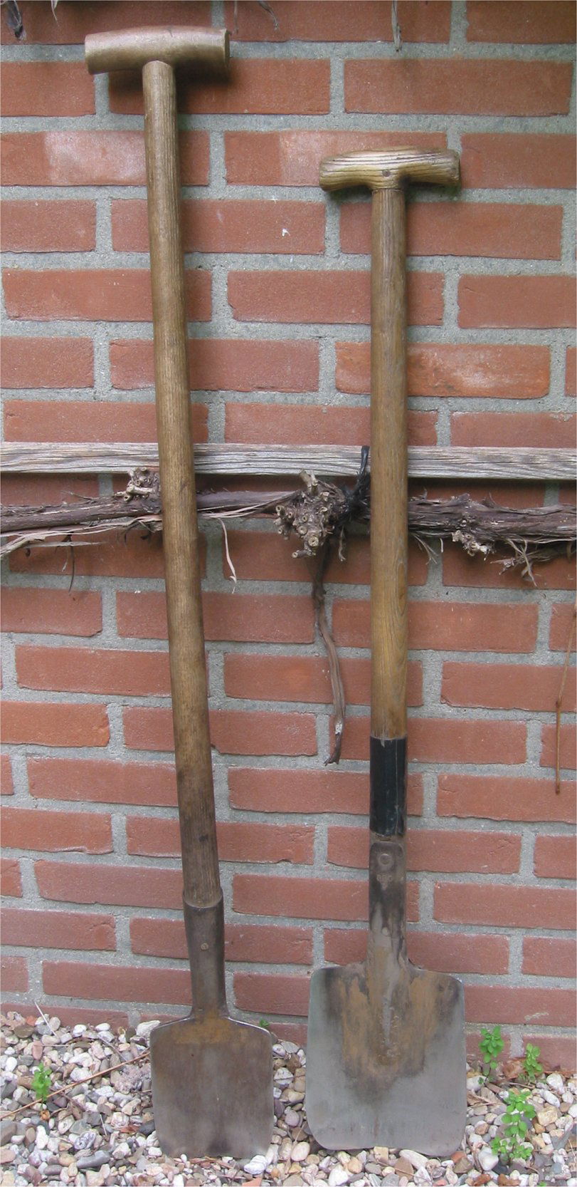 Spades, one for clay soil (the small one) and one for sandy soi…