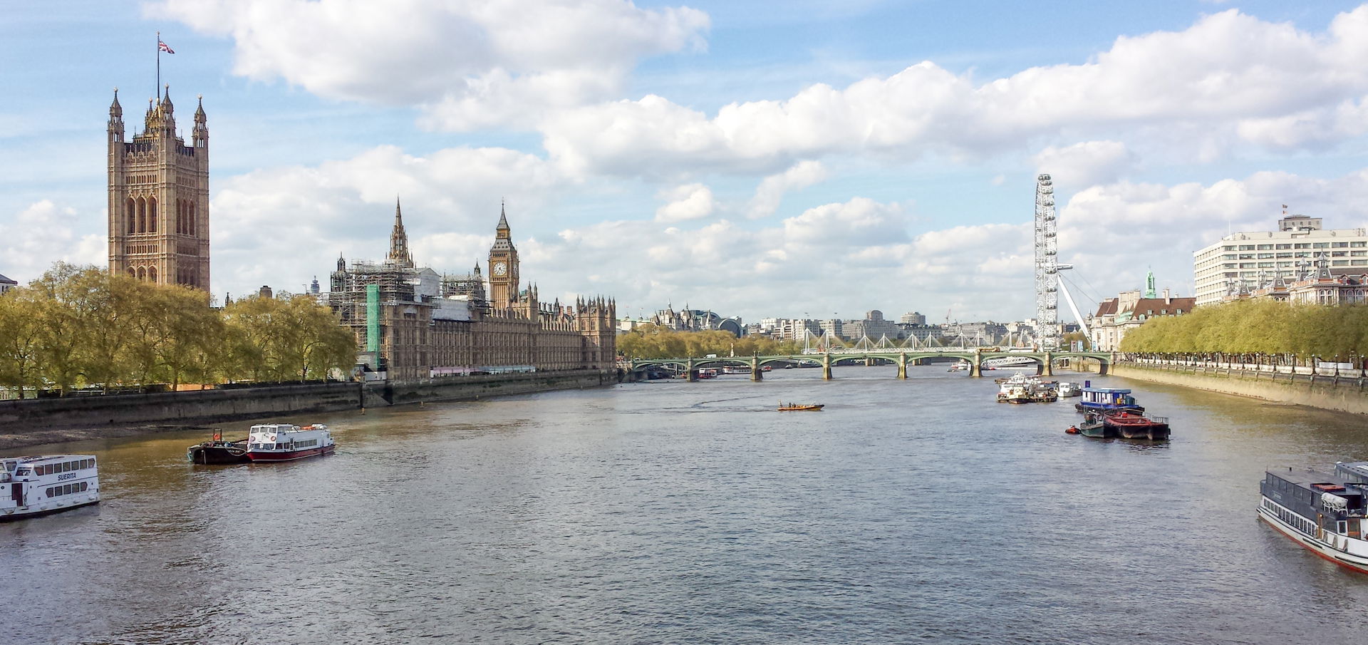 The view North from Lambeth Bridge, London