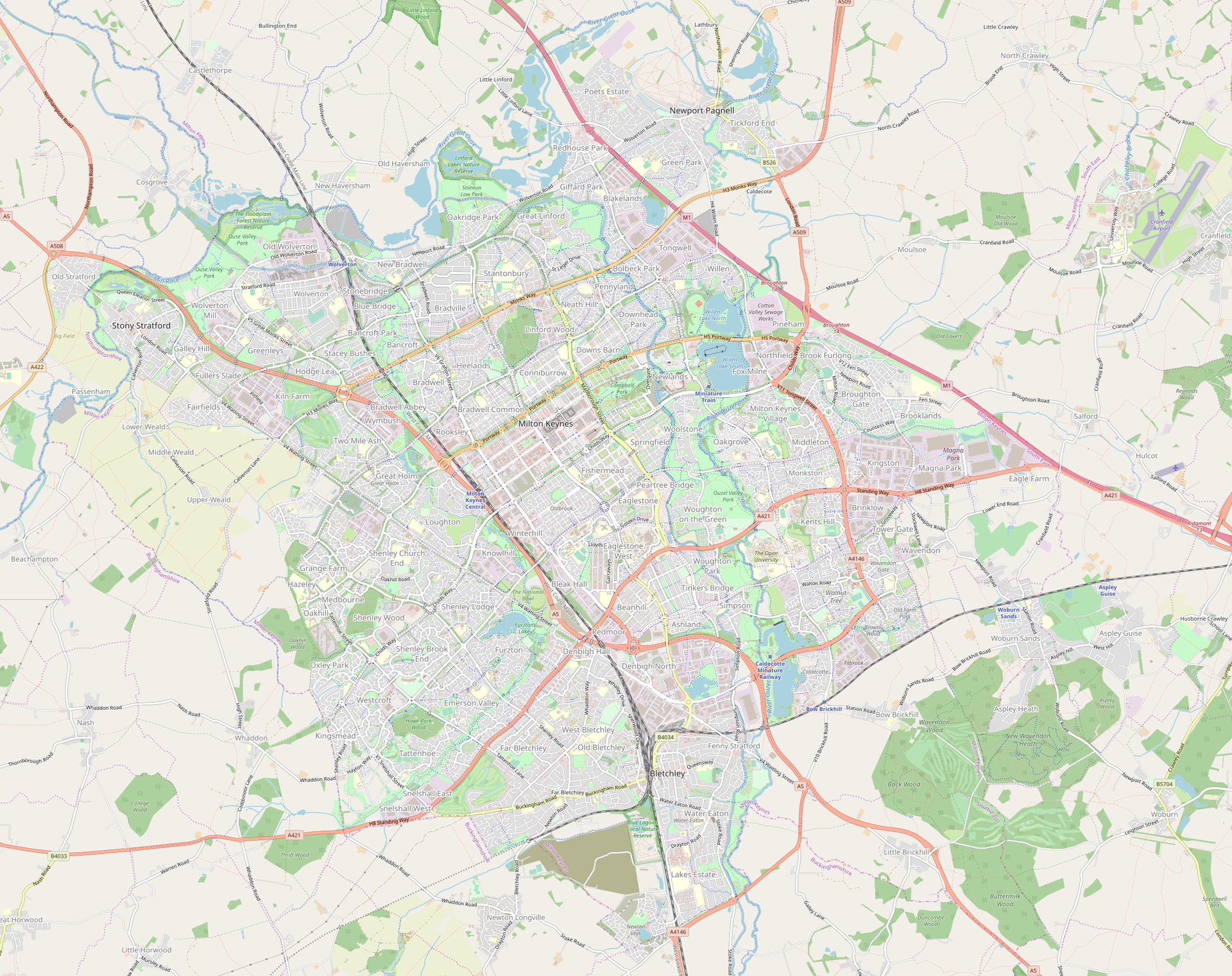 Eztract from Openstreetmap with settings 52.1017, -0.6042, 51.9…