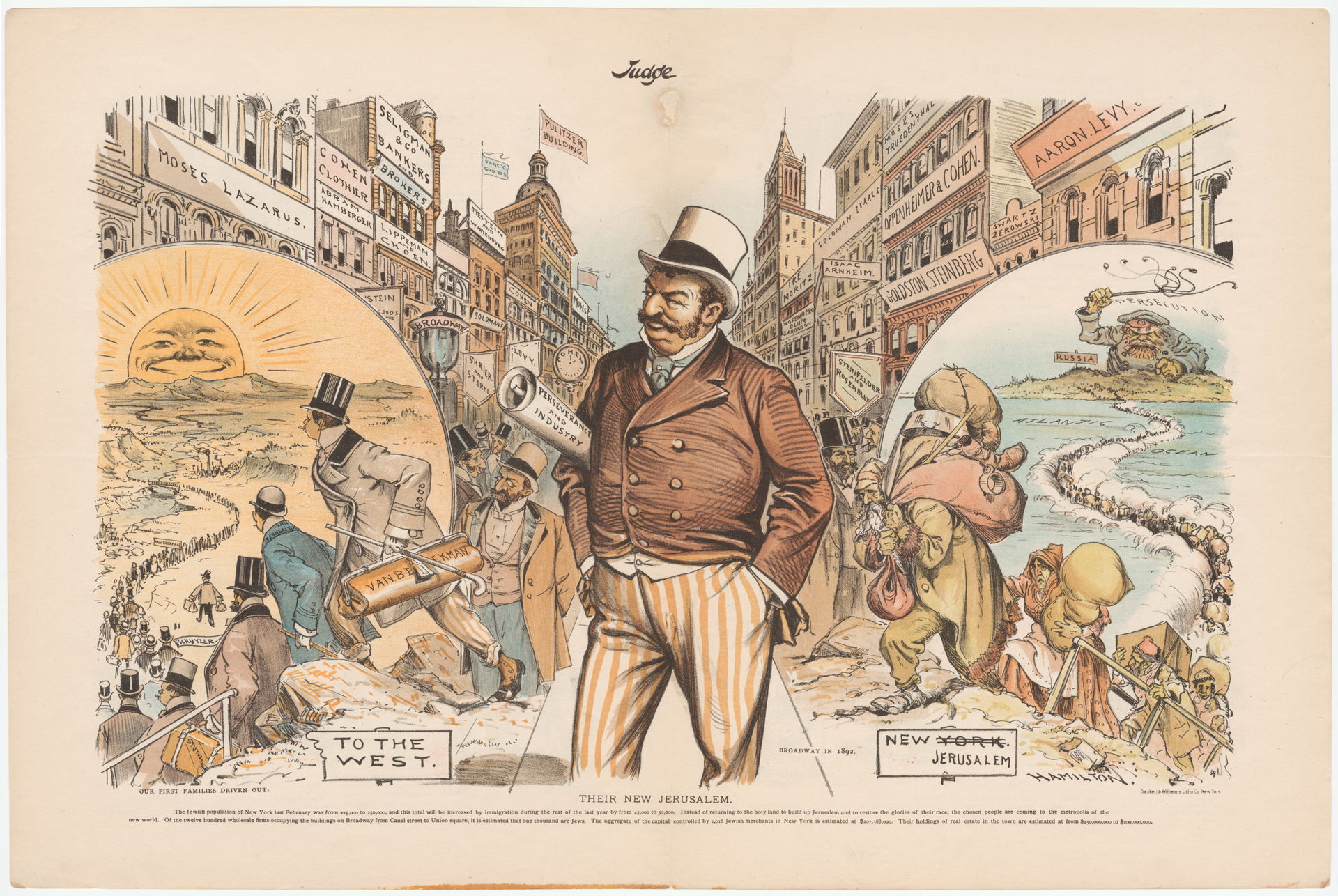 "Their New Jerusalem". 1892 cartoon from Judge magazine, showi…