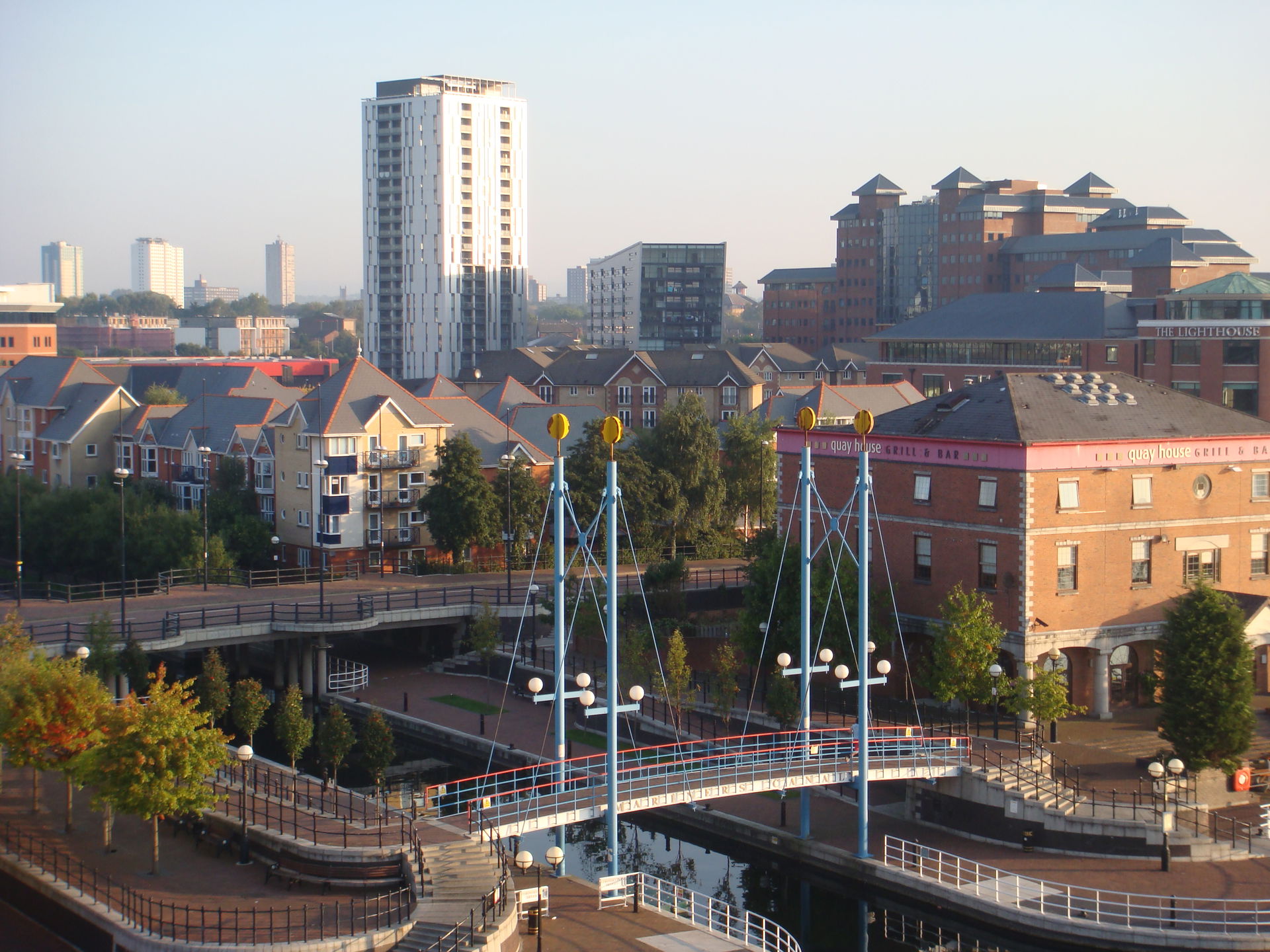 A view over Salford Quays, Salford, Greater Manchester, England.