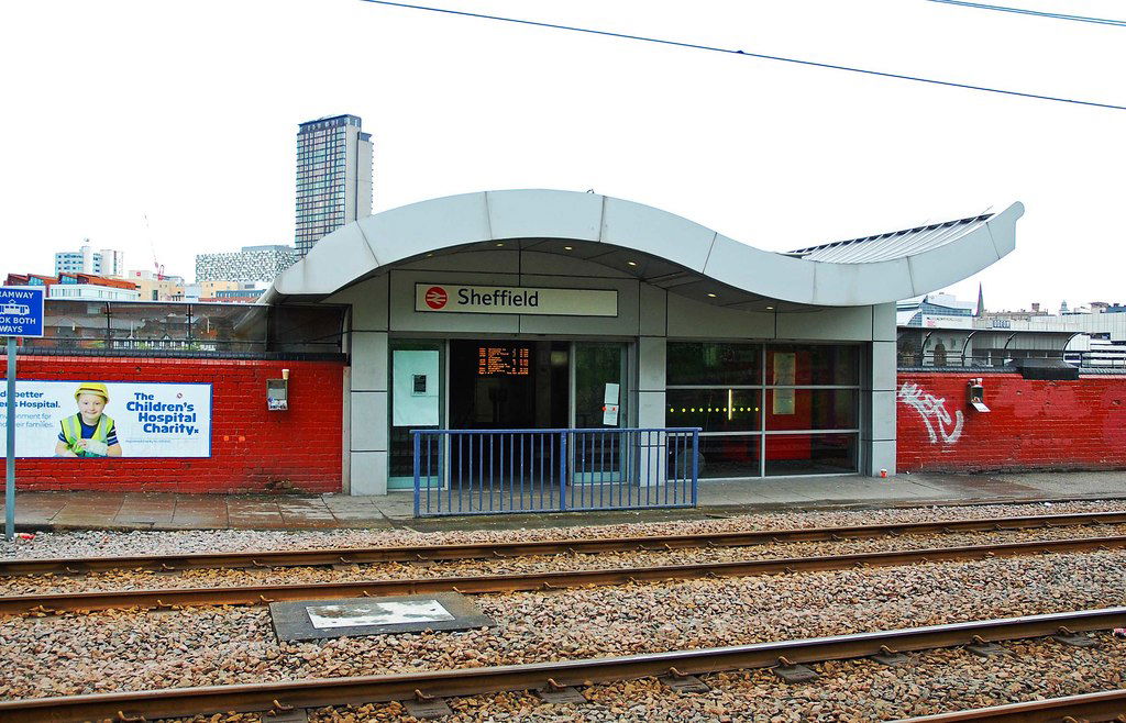 Entrance to Sheffield Station from South Yorkshire Supertram, S…