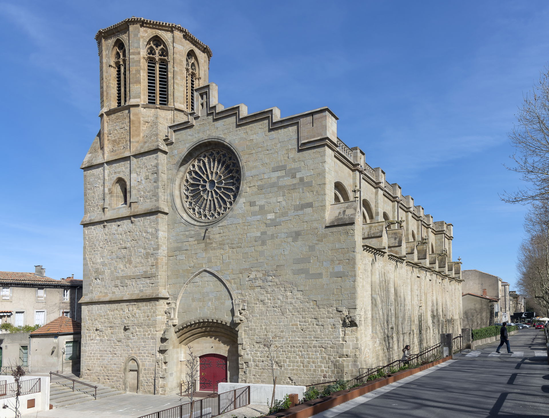 Facade of Carcassonne Cathedral, Aude France