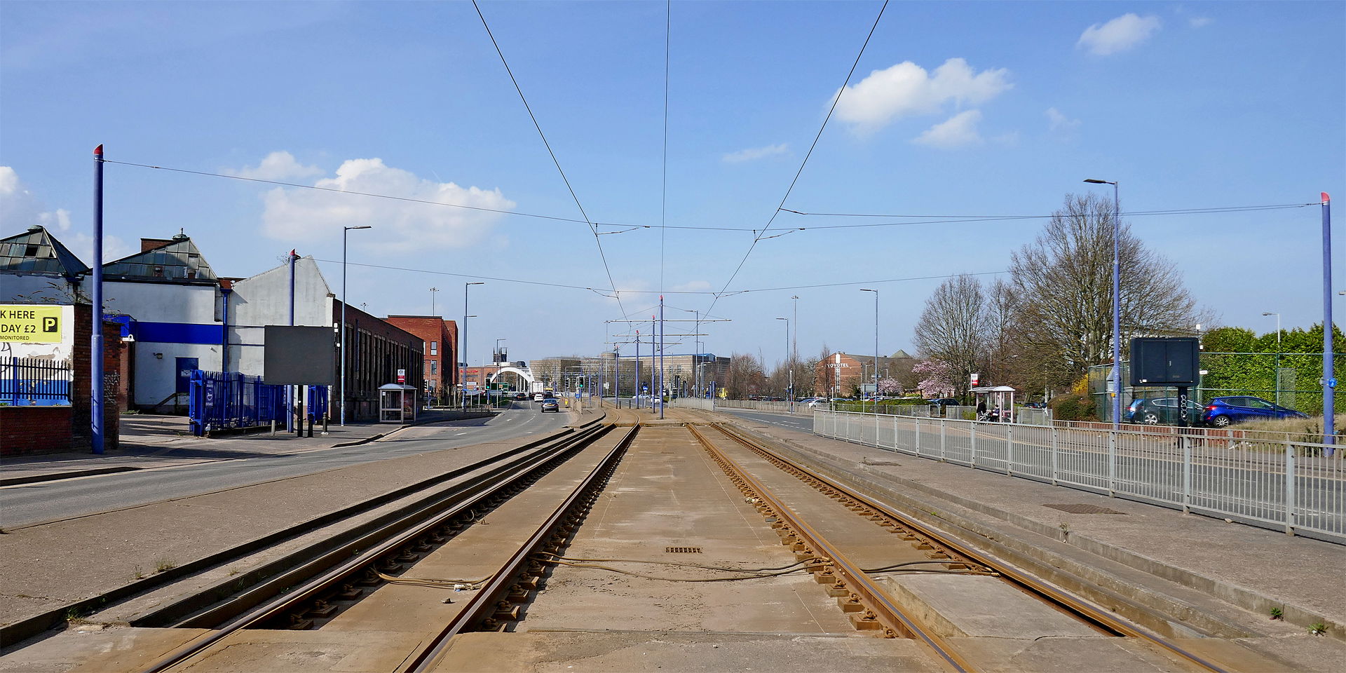 West Midlands Metro track entering Wolverhampton