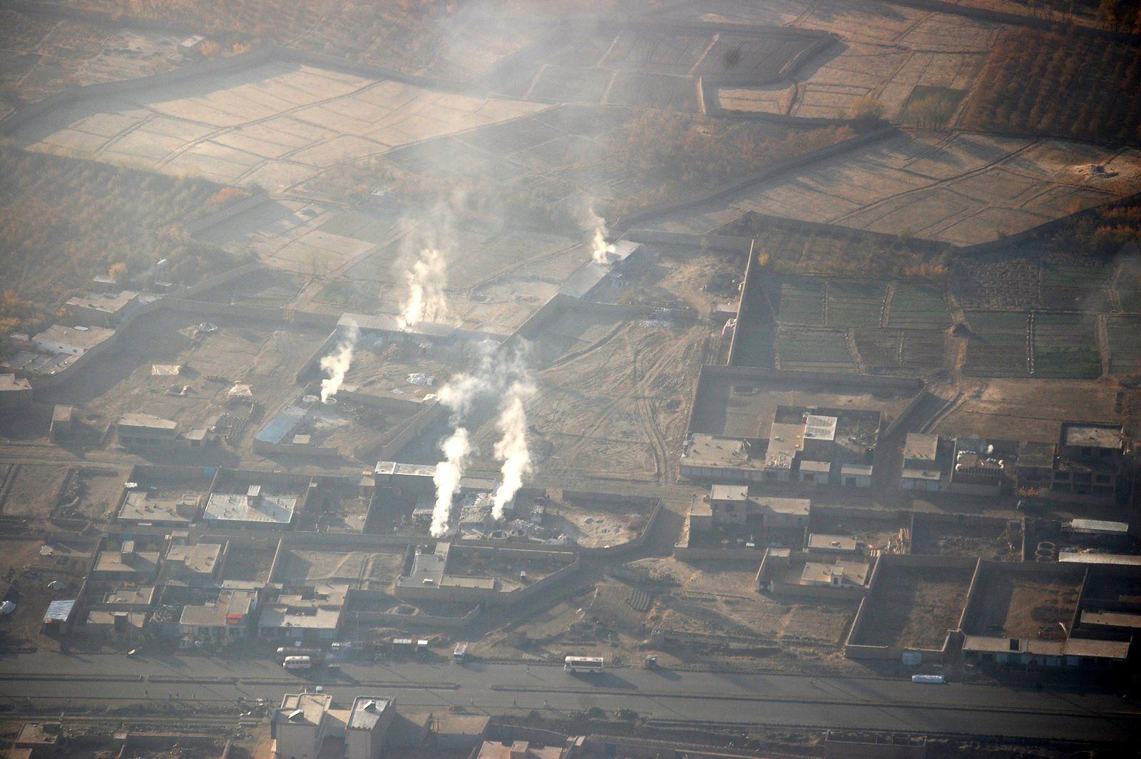 Factories in Kabul, Afghanistan emitting significant smoke take…