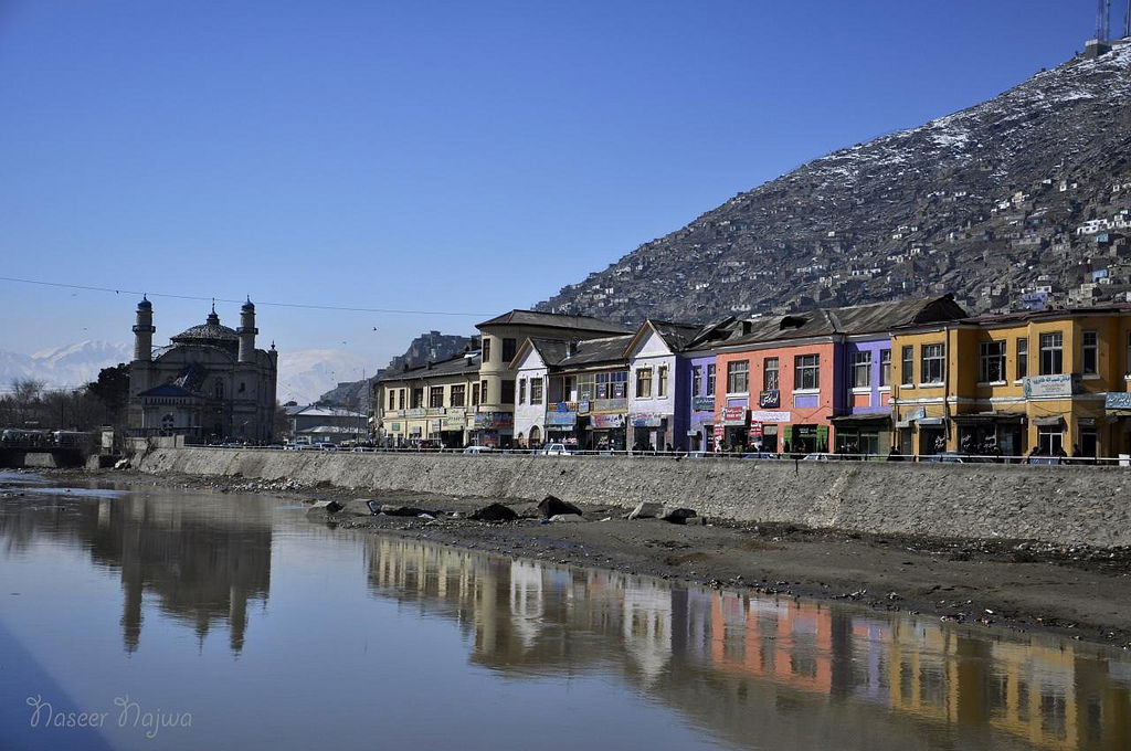Kabul river in Kabul (city), Afghanistan