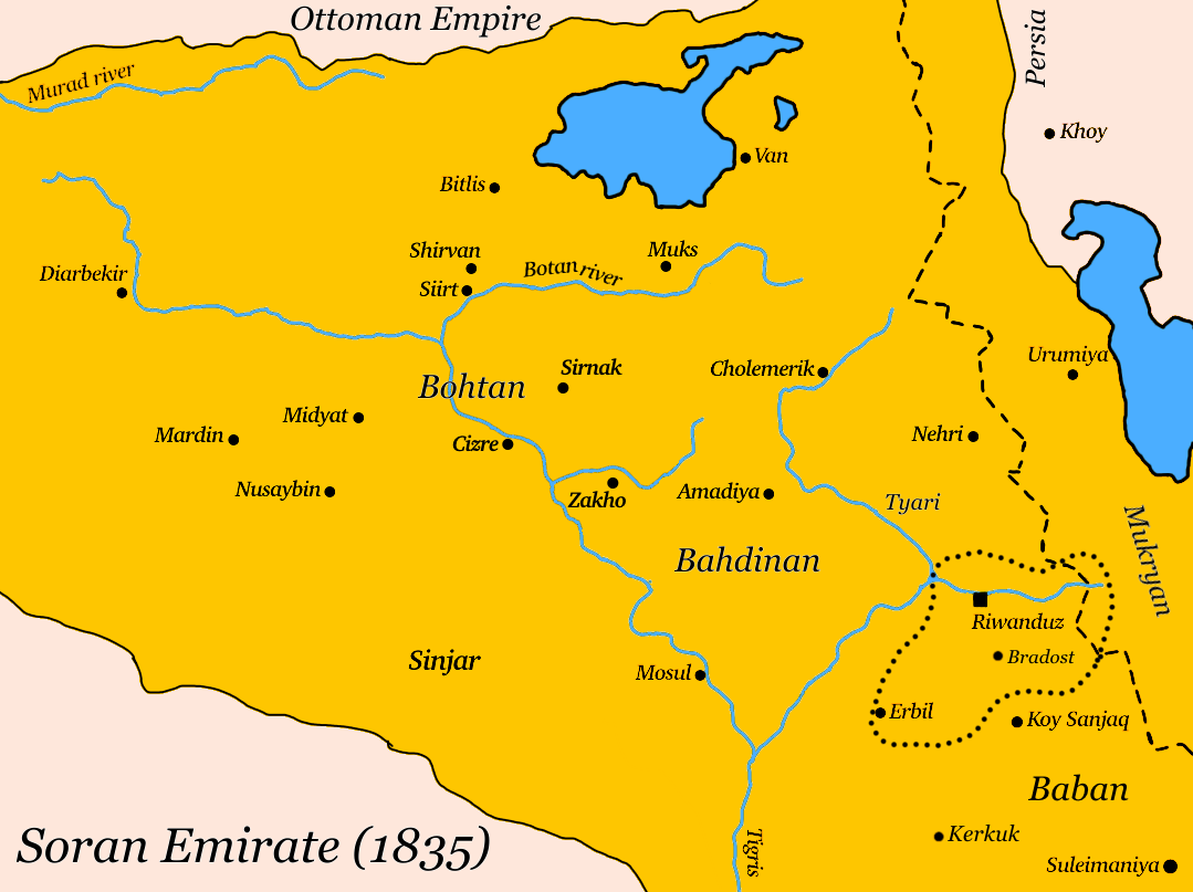 Map of the Soran Emirate in 1835 based on theses sources: The O…