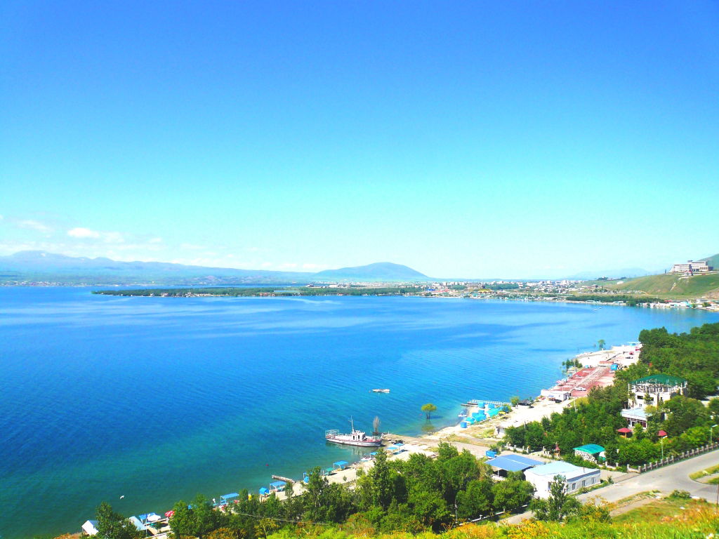 Sevan city in Armenia, the beach.