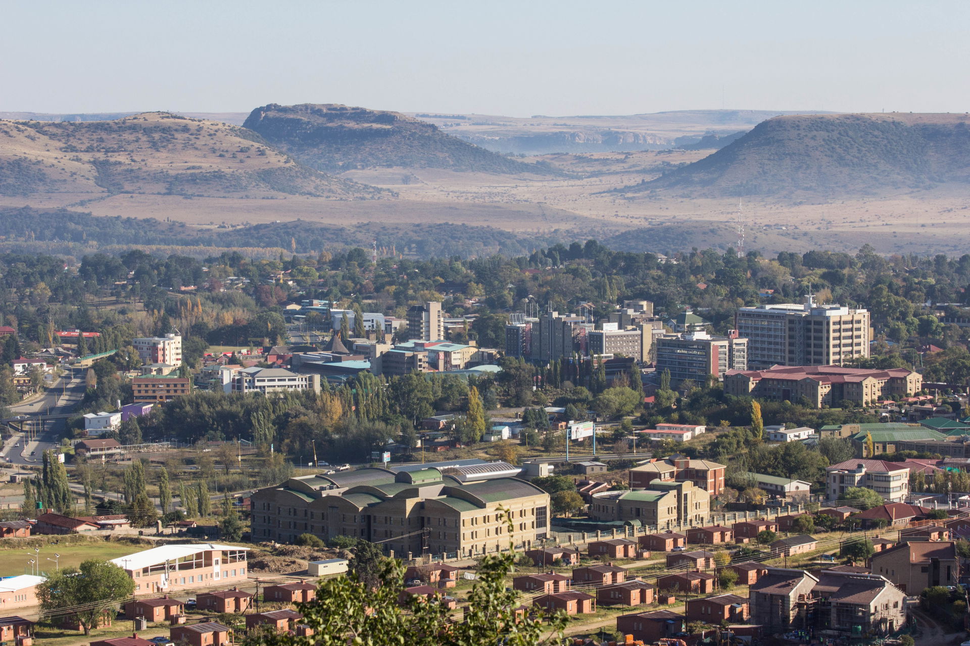 Maseru from Parliament Hill. South African farmlands clearly vi…