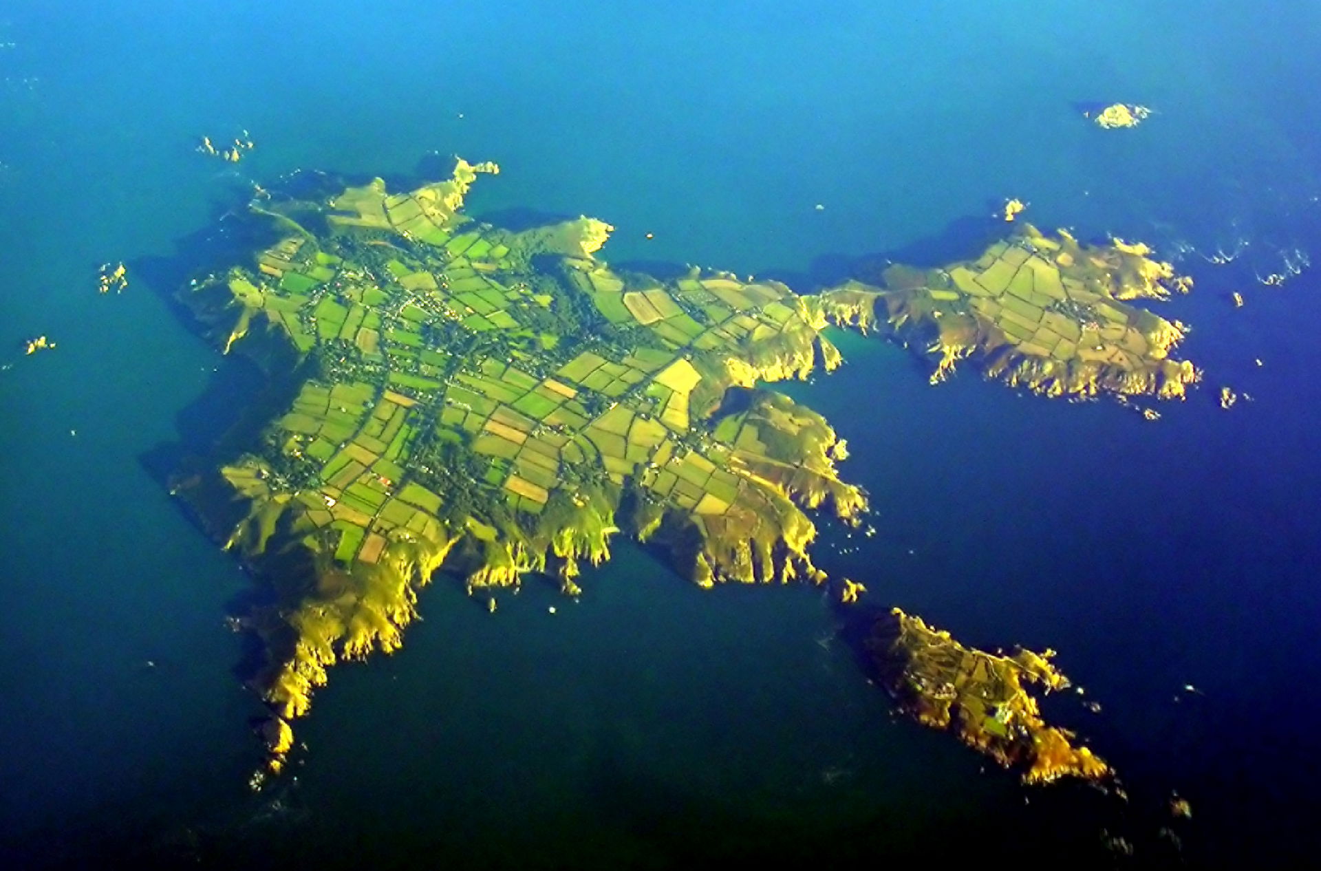 An aerial view of Sark.