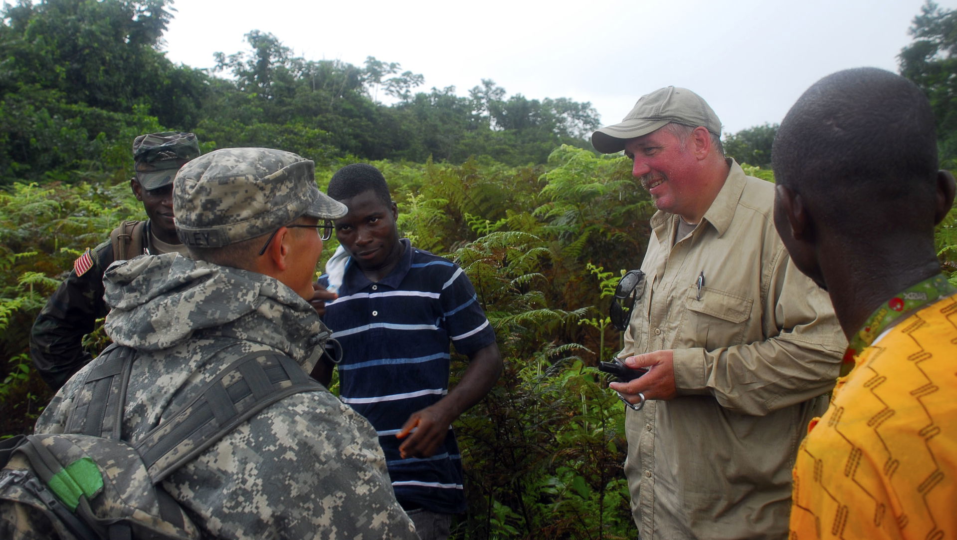 Marine Lt. Col. Doug Woodhams, U.S. Army Africa Sgt. Bromley an…