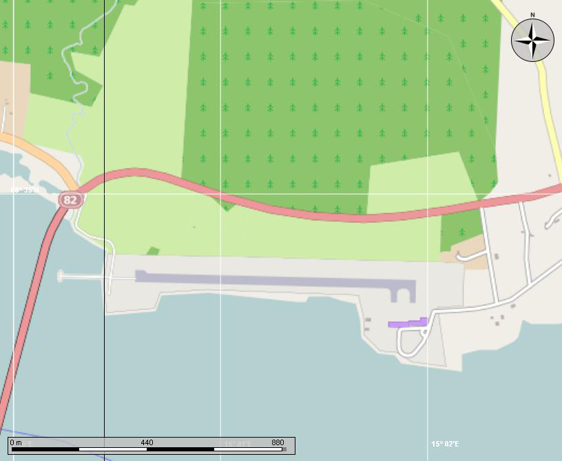 Open Street Map of the Stokmarknes Airport in Norway.